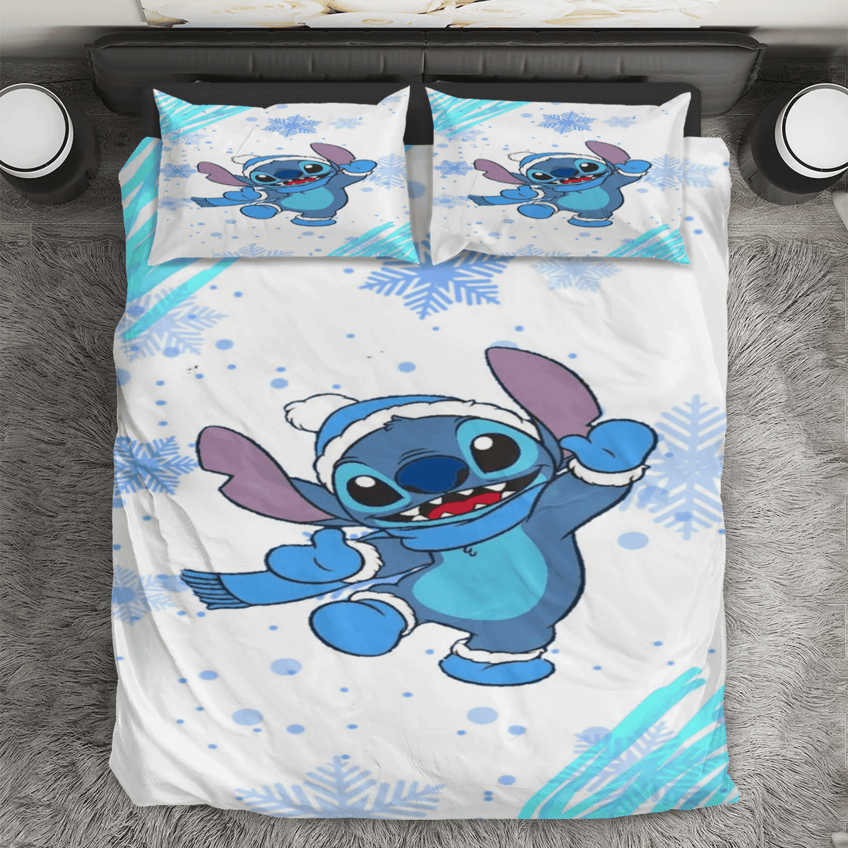 Disney Lilo And Stich Christmas Stich 2 3PCS Bedding Set Duvet Cover And Pillow Cases Gift For Fan