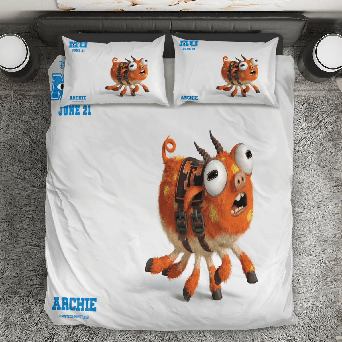 Characters Archie Monsters Inc Monsters University Movie Disney Pixar 3PCS 3PCS Bedding Set Duvet Cover And Pillow Cases Gift For Fan