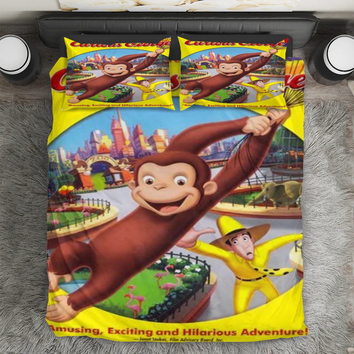 Curious George Poster 10 3PCS 3PCS Bedding Set Duvet Cover And Pillow Cases Gift For Fan