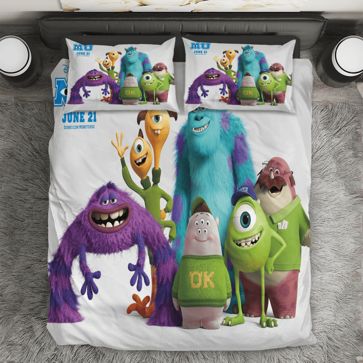 Characters v2 Monsters Inc Monsters University Movie Disney Pixar 3PCS 3PCS Bedding Set Duvet Cover And Pillow Cases Gift For Fan