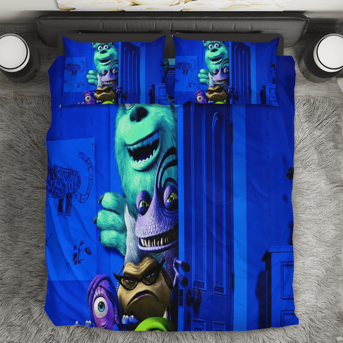 Characters v9 Monsters Inc Monsters University Movie Disney Pixar 3PCS 3PCS Bedding Set Duvet Cover And Pillow Cases Gift For Fan