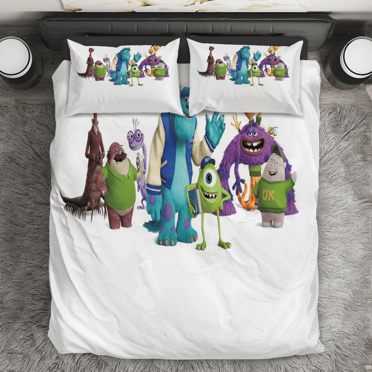 Characters v7 Monsters Inc Monsters University Movie Disney Pixar 3PCS 3PCS Bedding Set Duvet Cover And Pillow Cases Gift For Fan