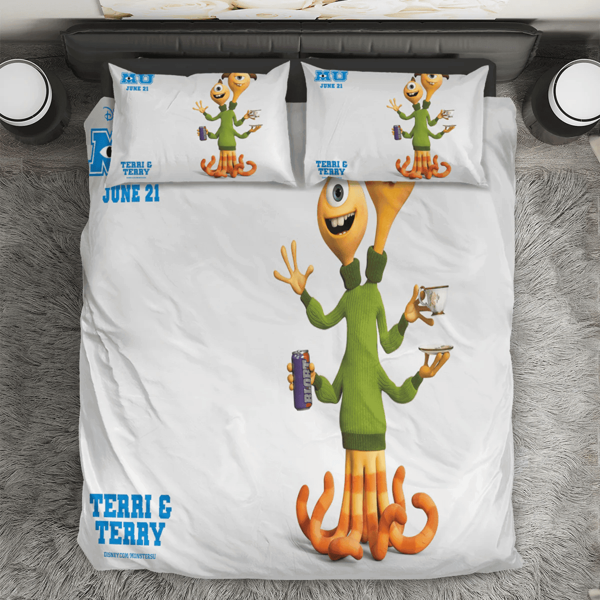 Characters Terri and Terry Monsters Inc Monsters University Movie Disney Pixar 3PCS 3PCS Bedding Set Duvet Cover And Pillow Cases Gift For Fan