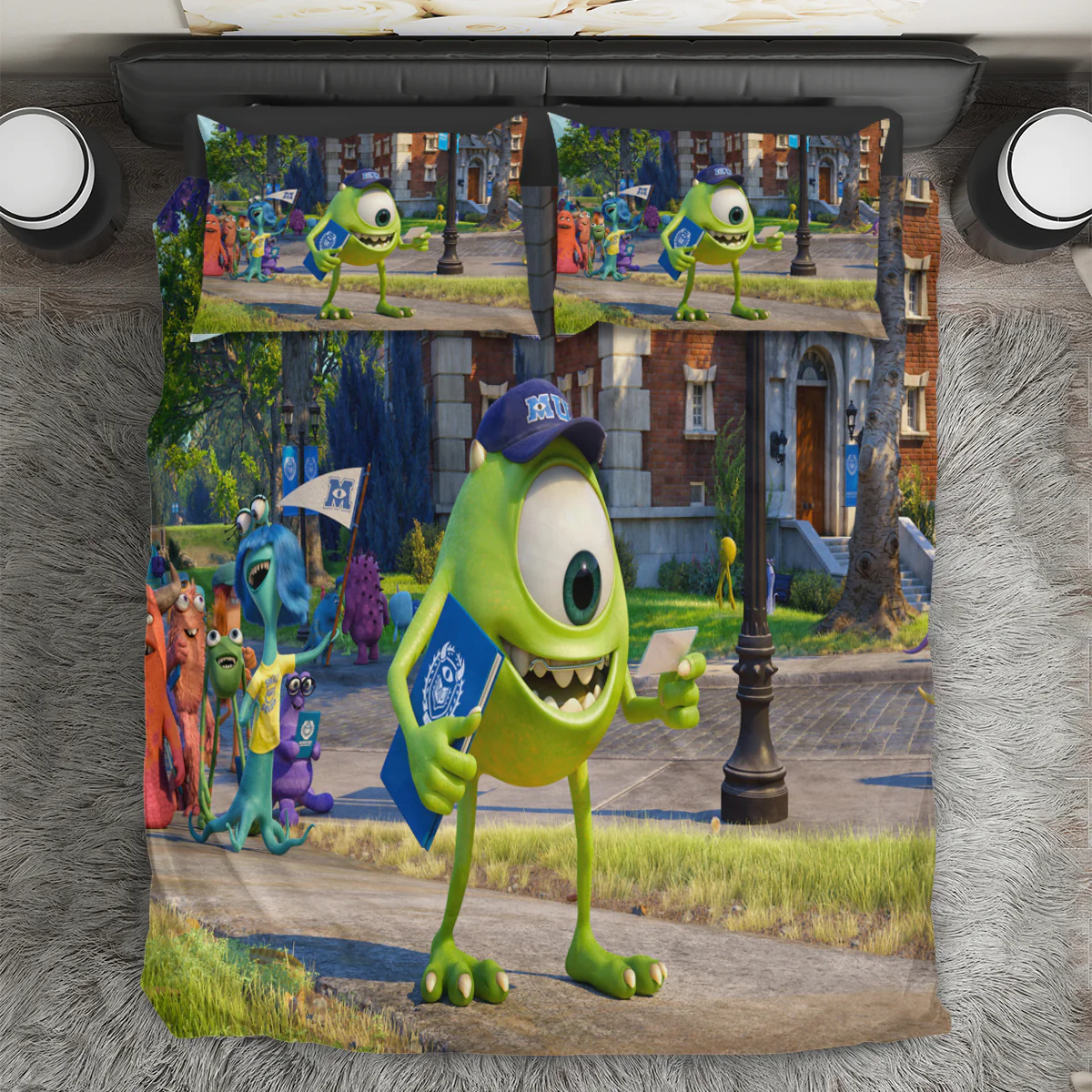 Characters v5 Monsters Inc Monsters University Movie Disney Pixar 3PCS 3PCS Bedding Set Duvet Cover And Pillow Cases Gift For Fan