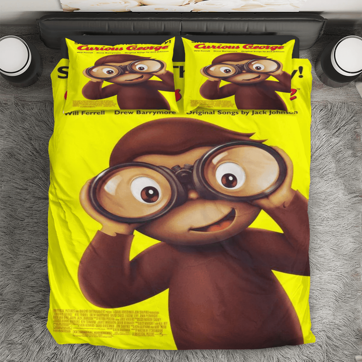 Curious George Poster 2 3PCS 3PCS Bedding Set Duvet Cover And Pillow Cases Gift For Fan