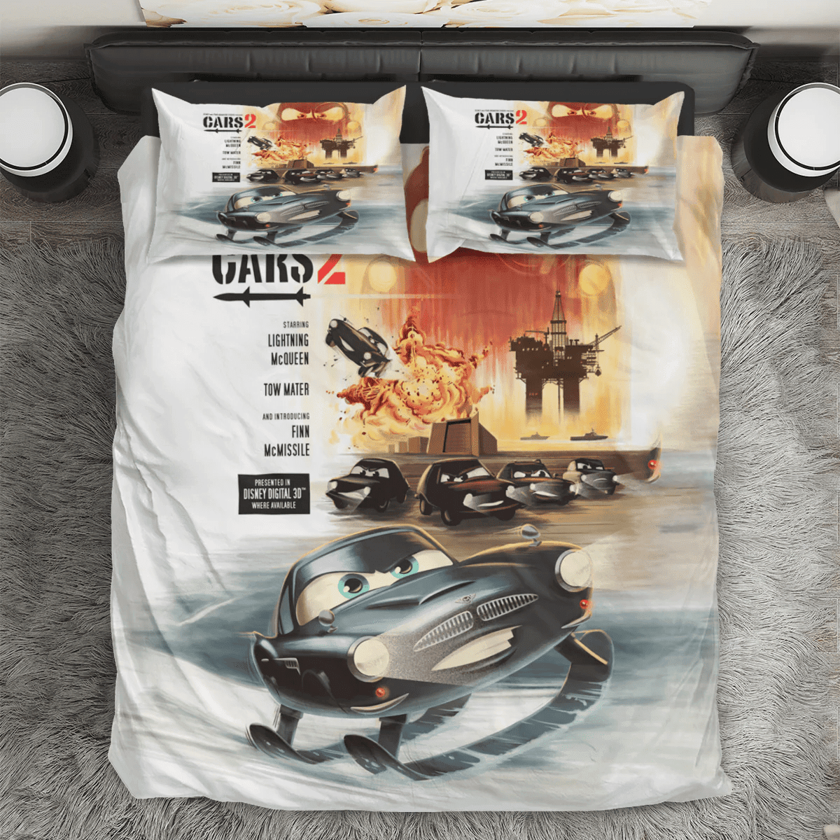 Cars Poster 8 3PCS 3PCS Bedding Set Duvet Cover And Pillow Cases Gift For Fan