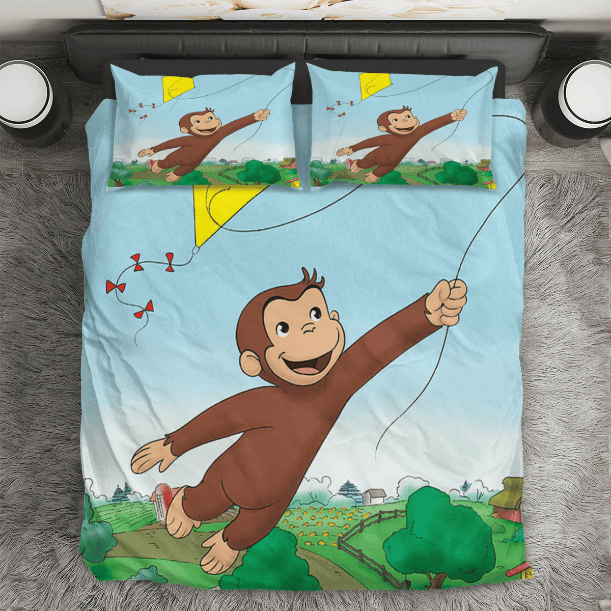 Curious George Poster 7 3PCS 3PCS Bedding Set Duvet Cover And Pillow Cases Gift For Fan