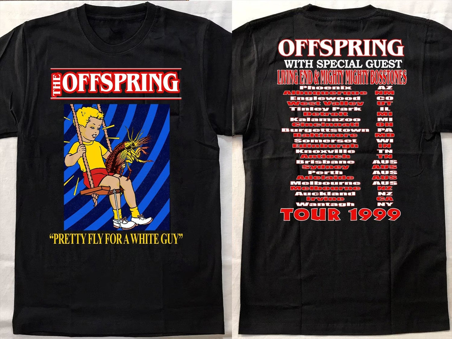 1999 The Offspring Pretty Fly For A White Guy With Living End and Mighty Mighty Bostones Tour T-Shirt