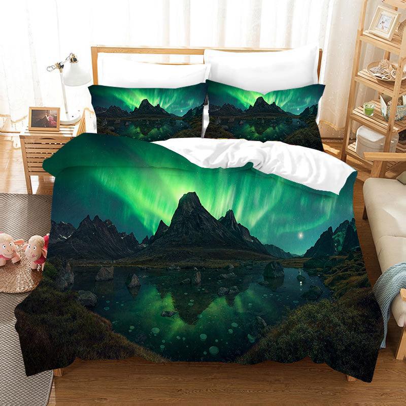 3D Aurora Gorgeous Luminous Quilt Cover Set Bedding Set Duvet Cover Pillowcases D19 ZY