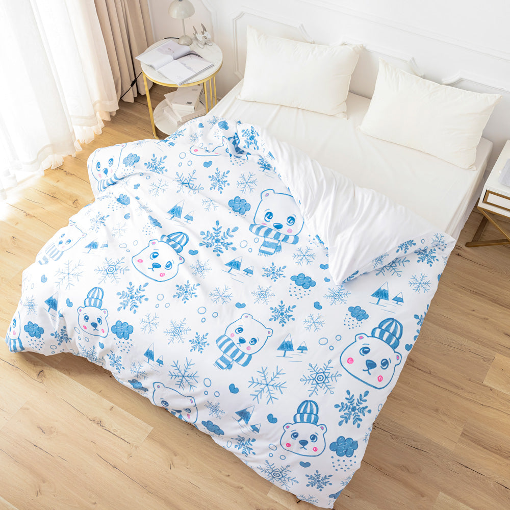 3D Blue Bear Snowflake Christmas Quilt Cover Set Bedding Set Duvet Cover Pillowcases 670