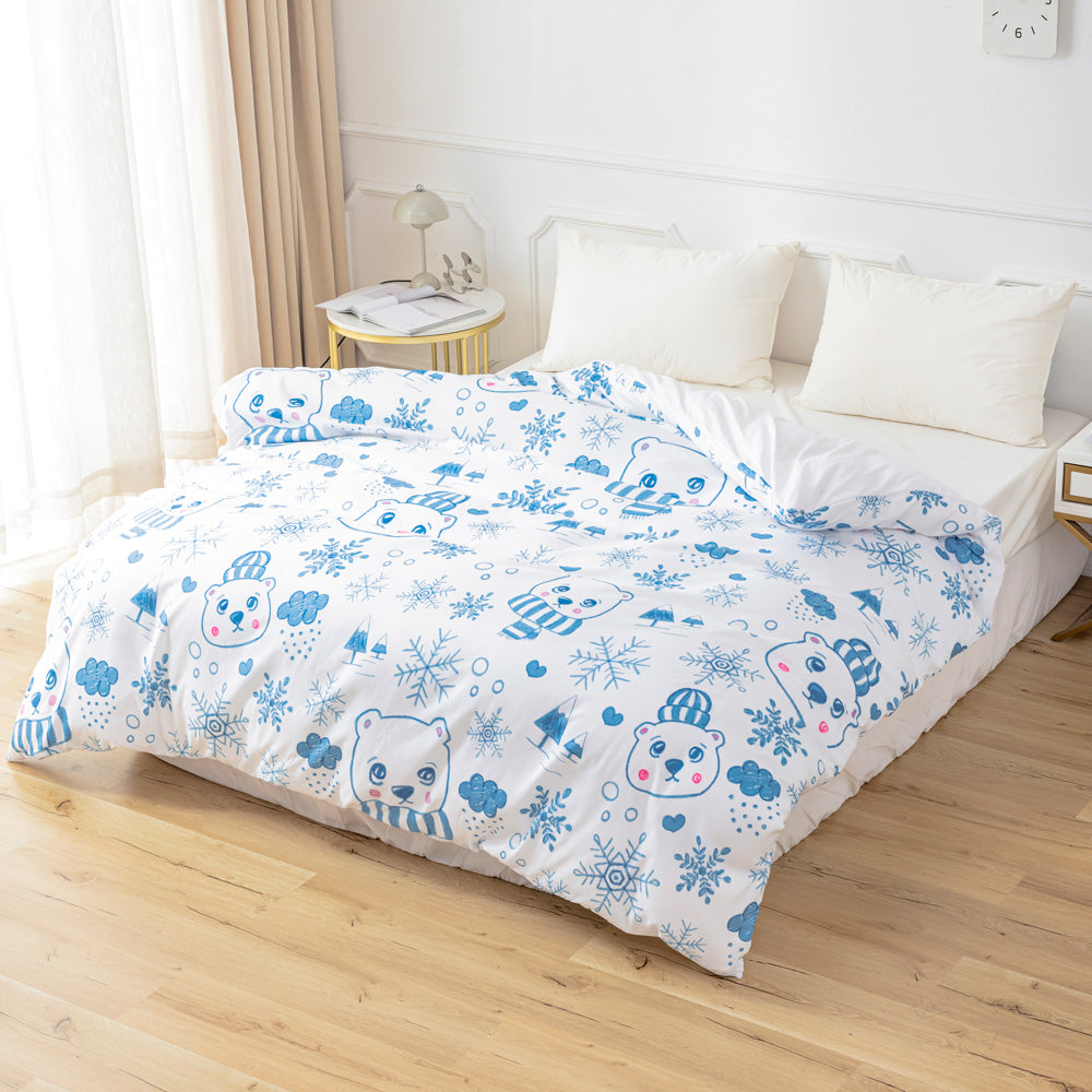 3D Blue Bear Snowflake Christmas Quilt Cover Set Bedding Set Duvet Cover Pillowcases 670