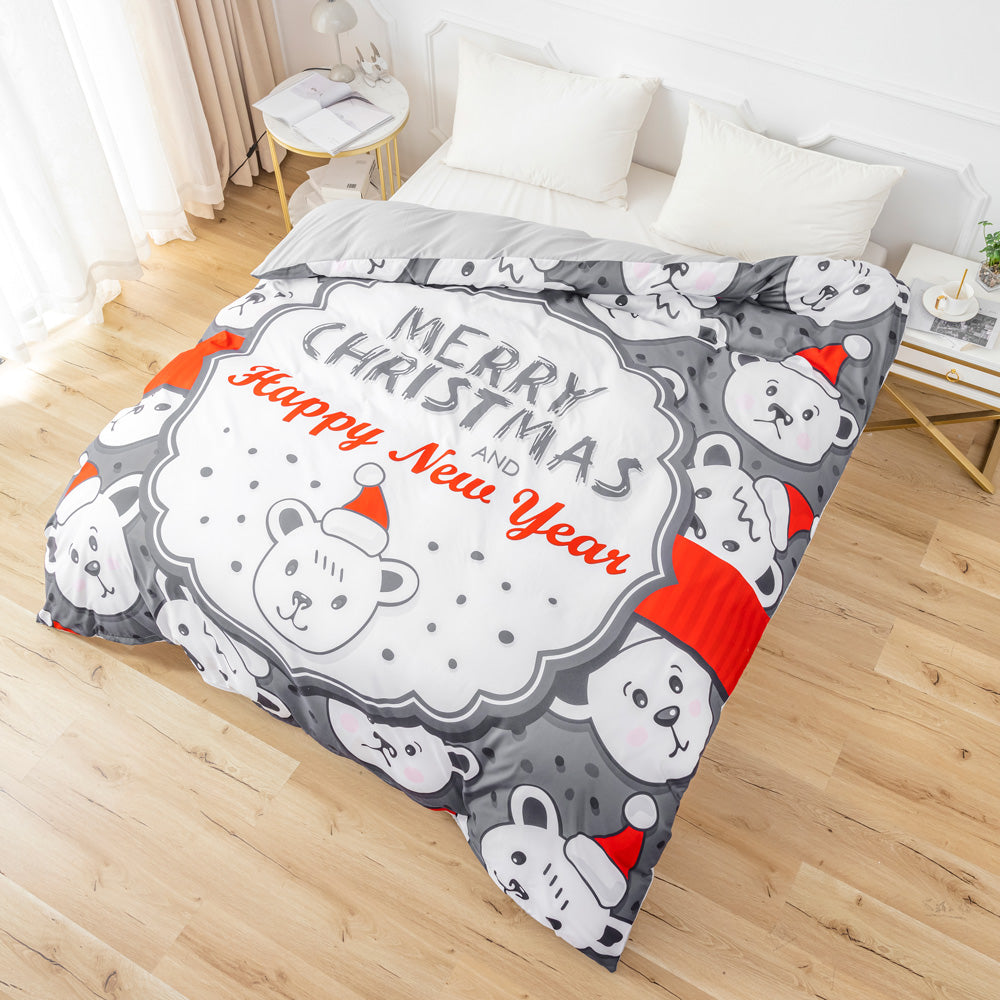 3D Bear Grey Christmas Quilt Cover Set Bedding Set Duvet Cover Pillowcases 682