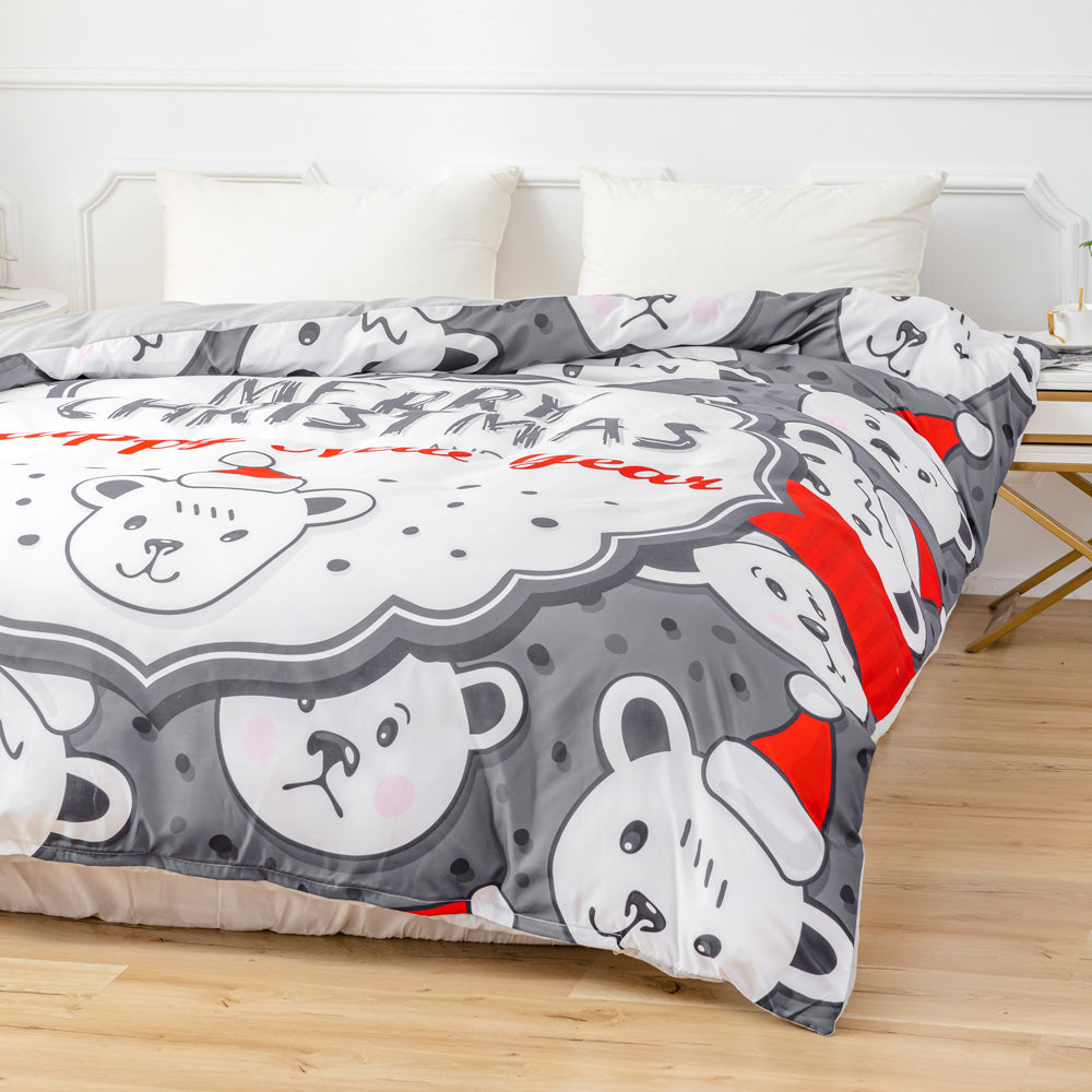 3D Bear Grey Christmas Quilt Cover Set Bedding Set Duvet Cover Pillowcases 682