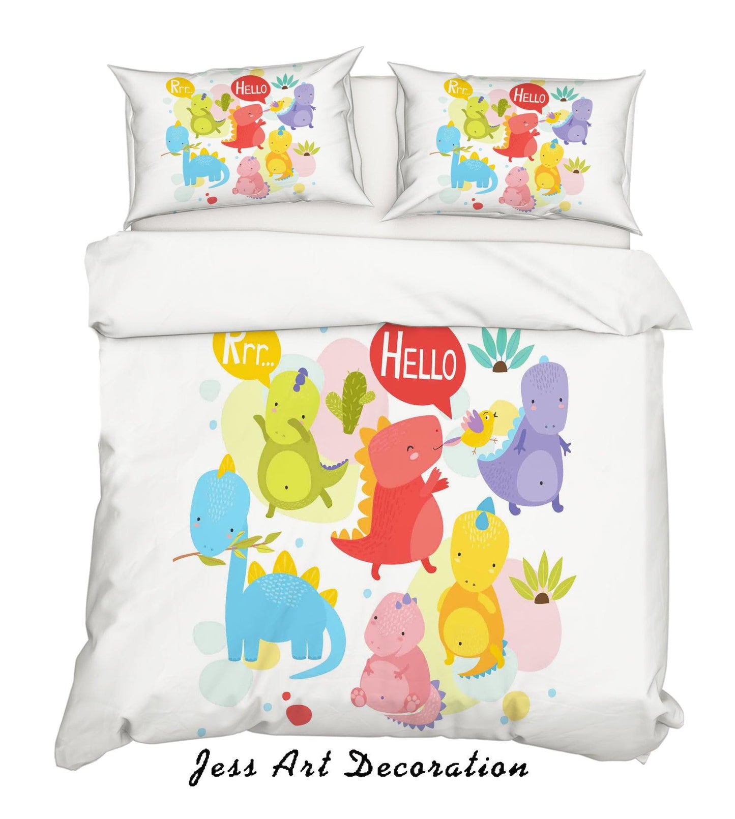 3D Cartoon Color Dinosaur Quilt Cover Set Bedding Set Pillowcases 19