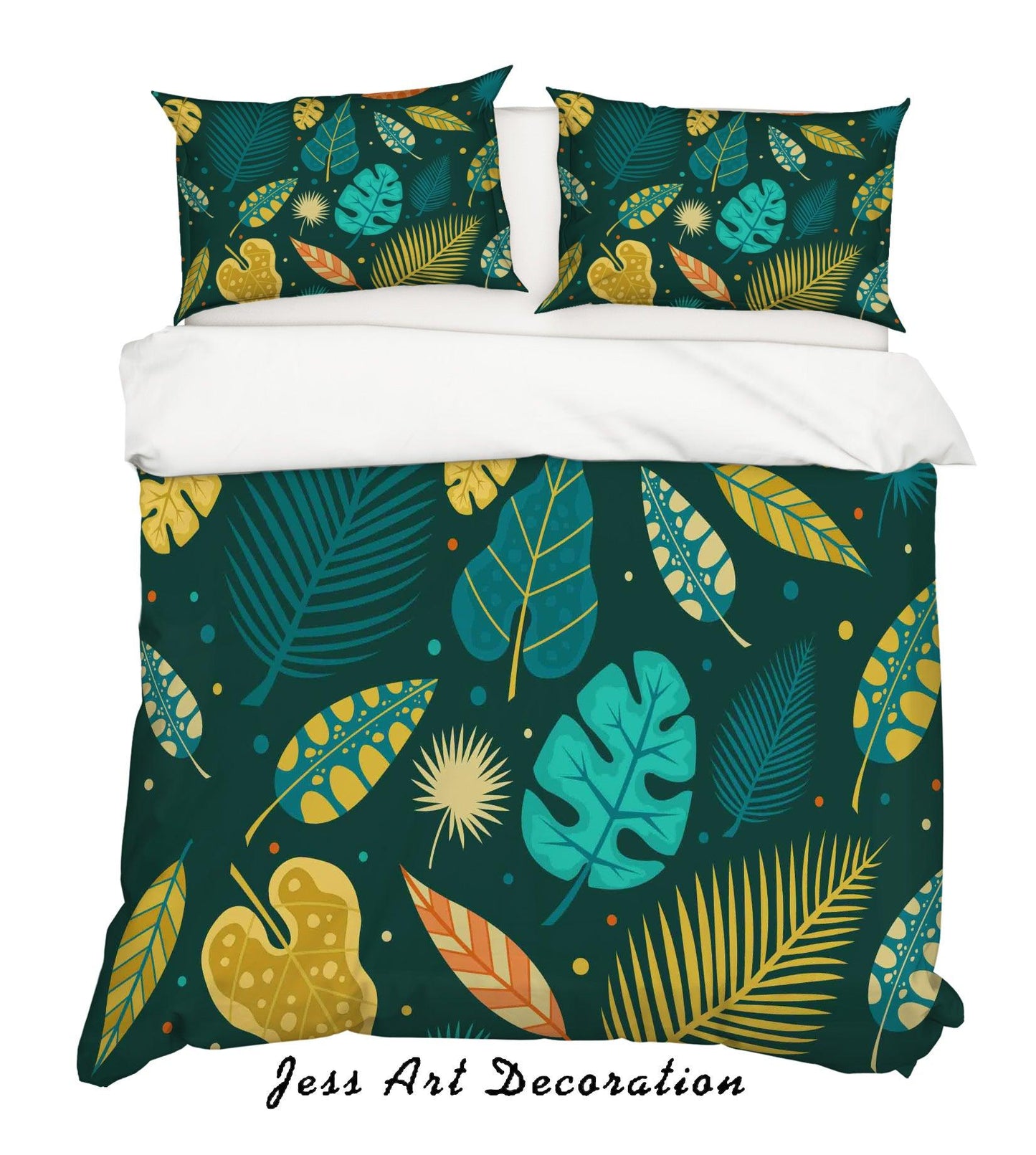 3D Cartoon Green Leaf Quilt Cover Set Bedding Set Pillowcases 97