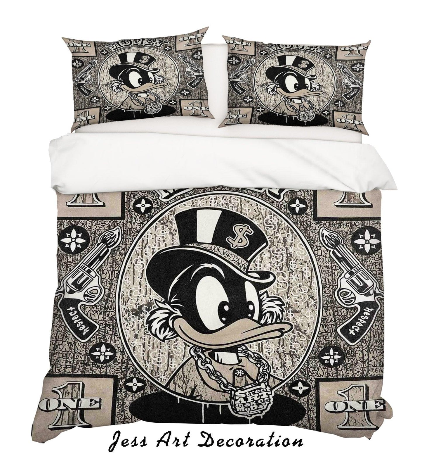 3D Cartoon Black Duck Gun Animal Quilt Cover Set Bedding Set Duvet Cover Pillowcases LXL