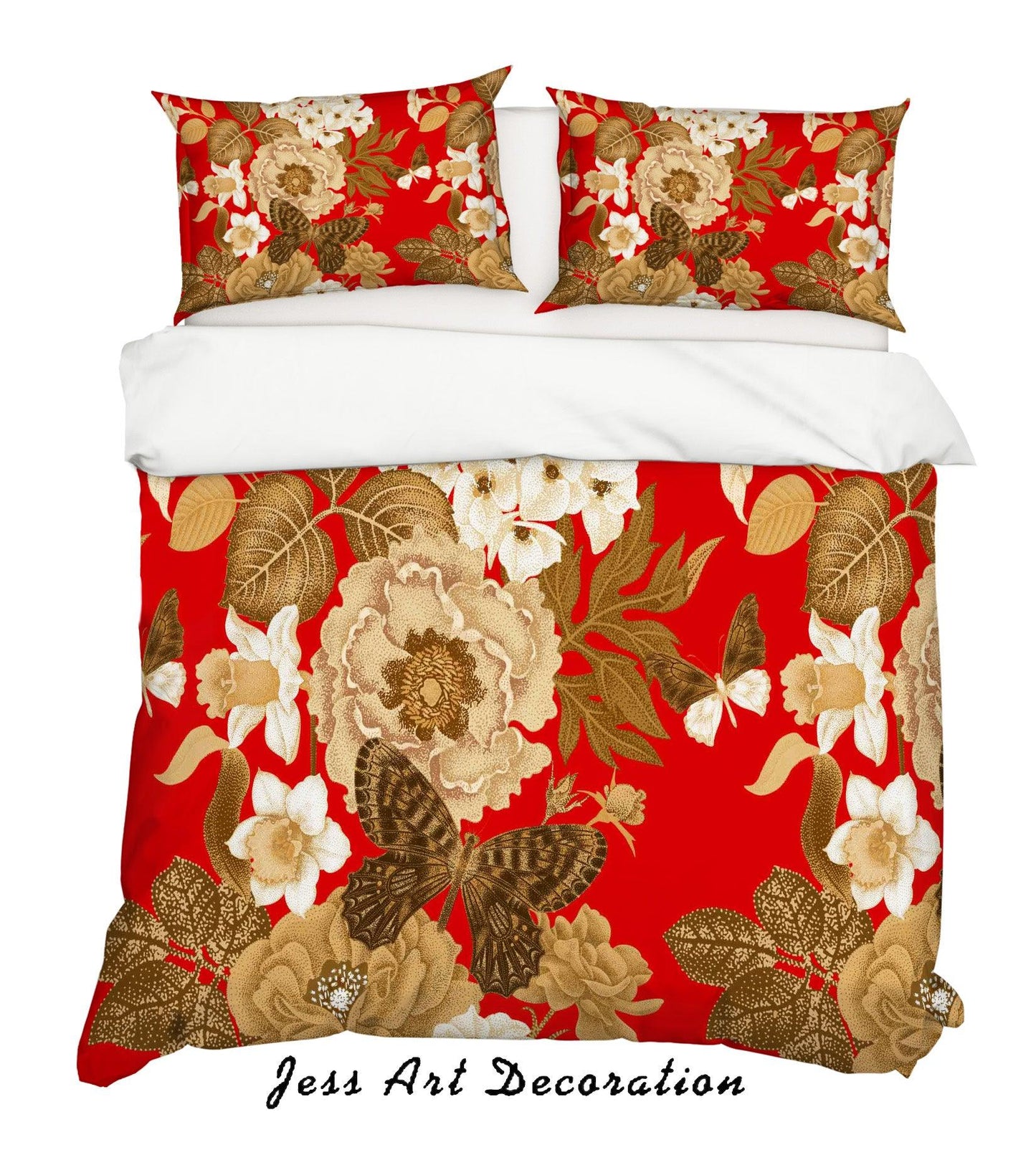 3D Cartoon Floral Red Quilt Cover Set Bedding Set Pillowcases 177