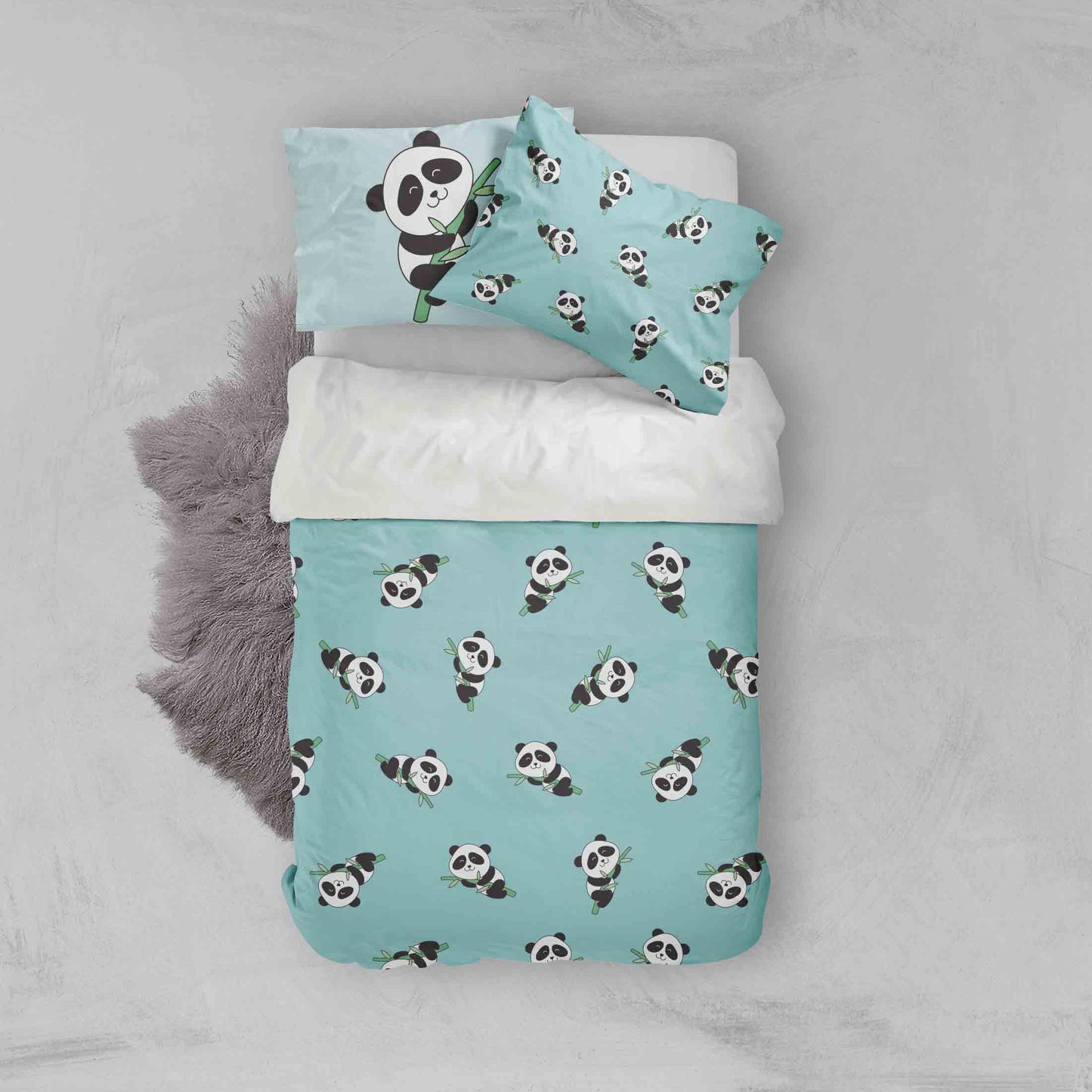 3D Blue Panda Quilt Cover Set Bedding Set Pillowcases 63