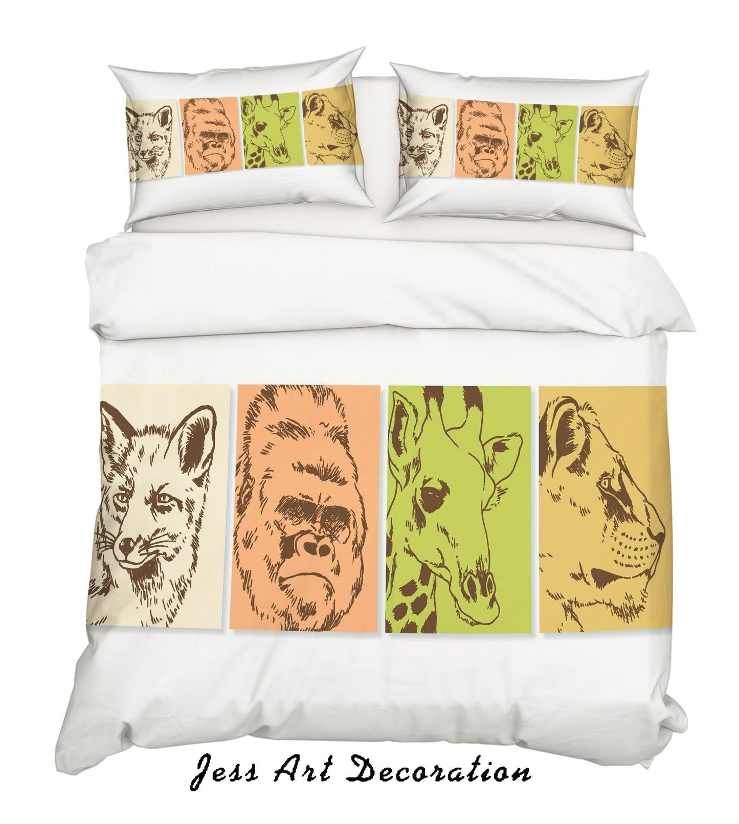 3D Animal Wolf Orangutan Giraffe Lion Quilt Cover Set Bedding Set Pillowcases 94