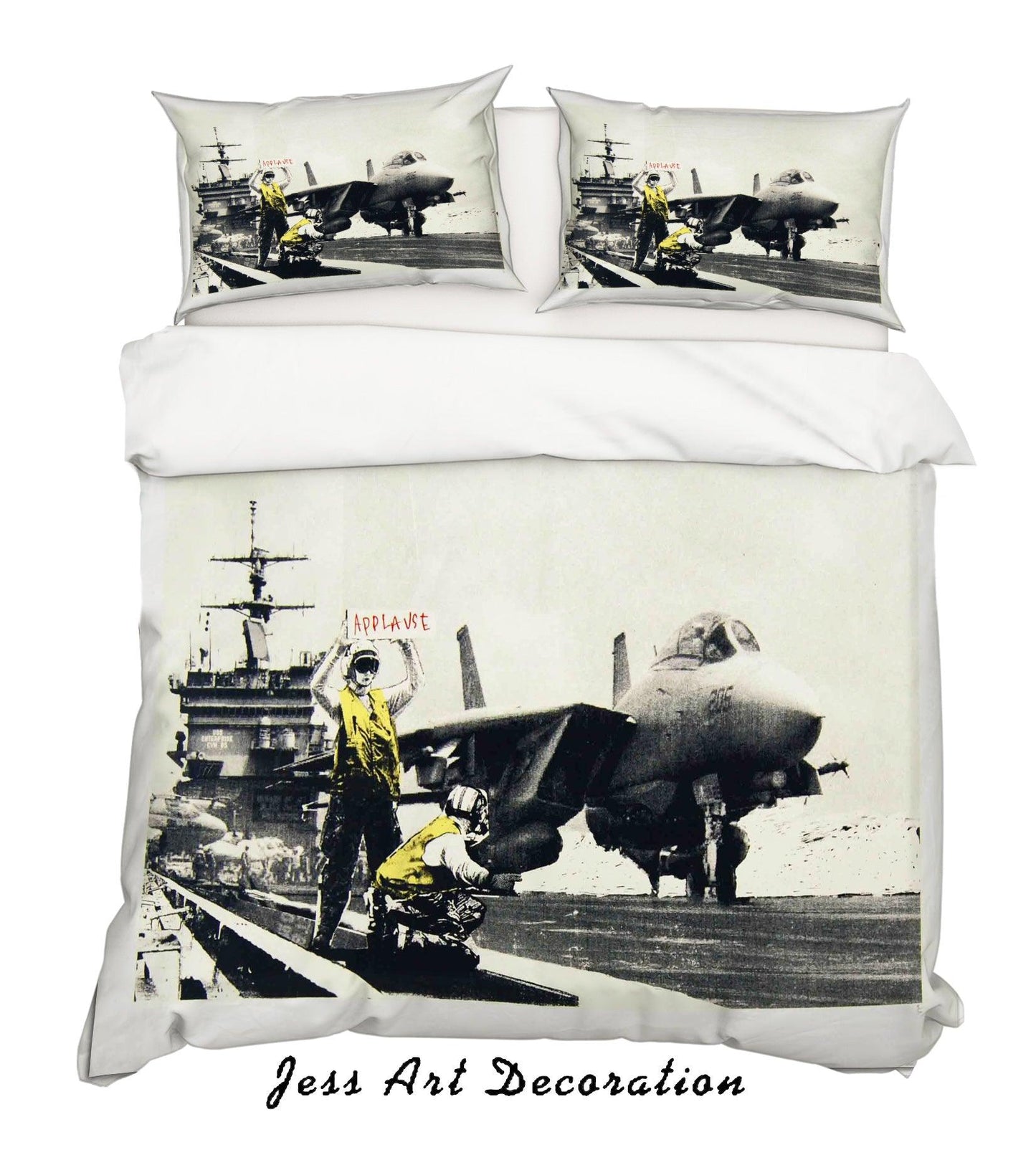 3D Banksy Mural Airplane Aircraft Carrier Figure Quilt Cover Set Bedding Set Duvet Cover Pillowcases ZY D113