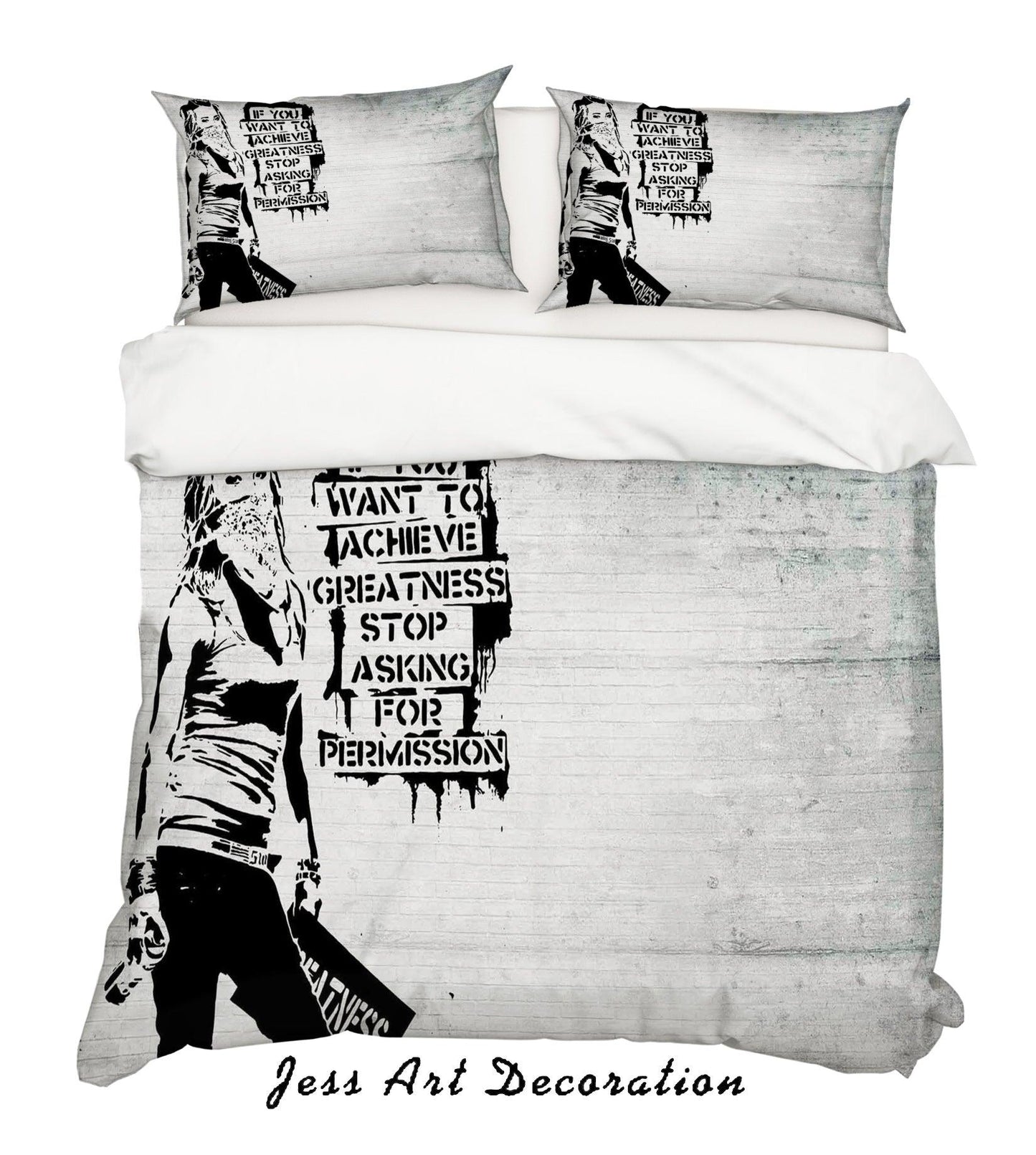 3D Black White Banksy Fashionable Girl Letter Quilt Cover Set Bedding Set Duvet Cover Pillowcases ZY D77