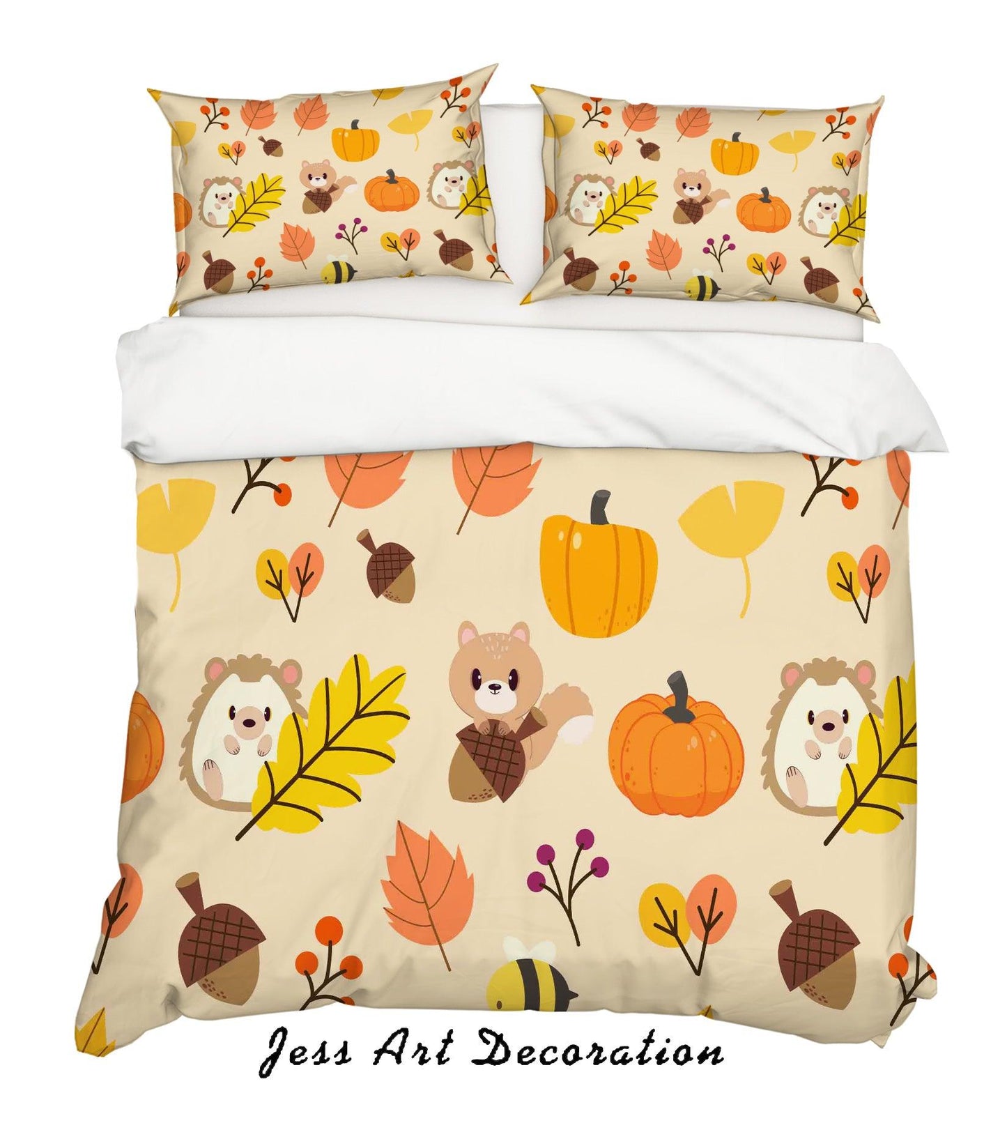 3D Cartoon Animal Pumpkin Leaf Quilt Cover Set Bedding Set Pillowcases 52