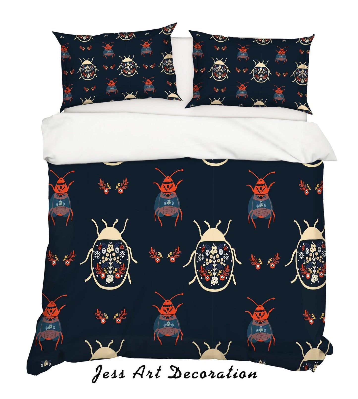 3D Cartoon Beetle Black Quilt Cover Set Bedding Set Pillowcases 34