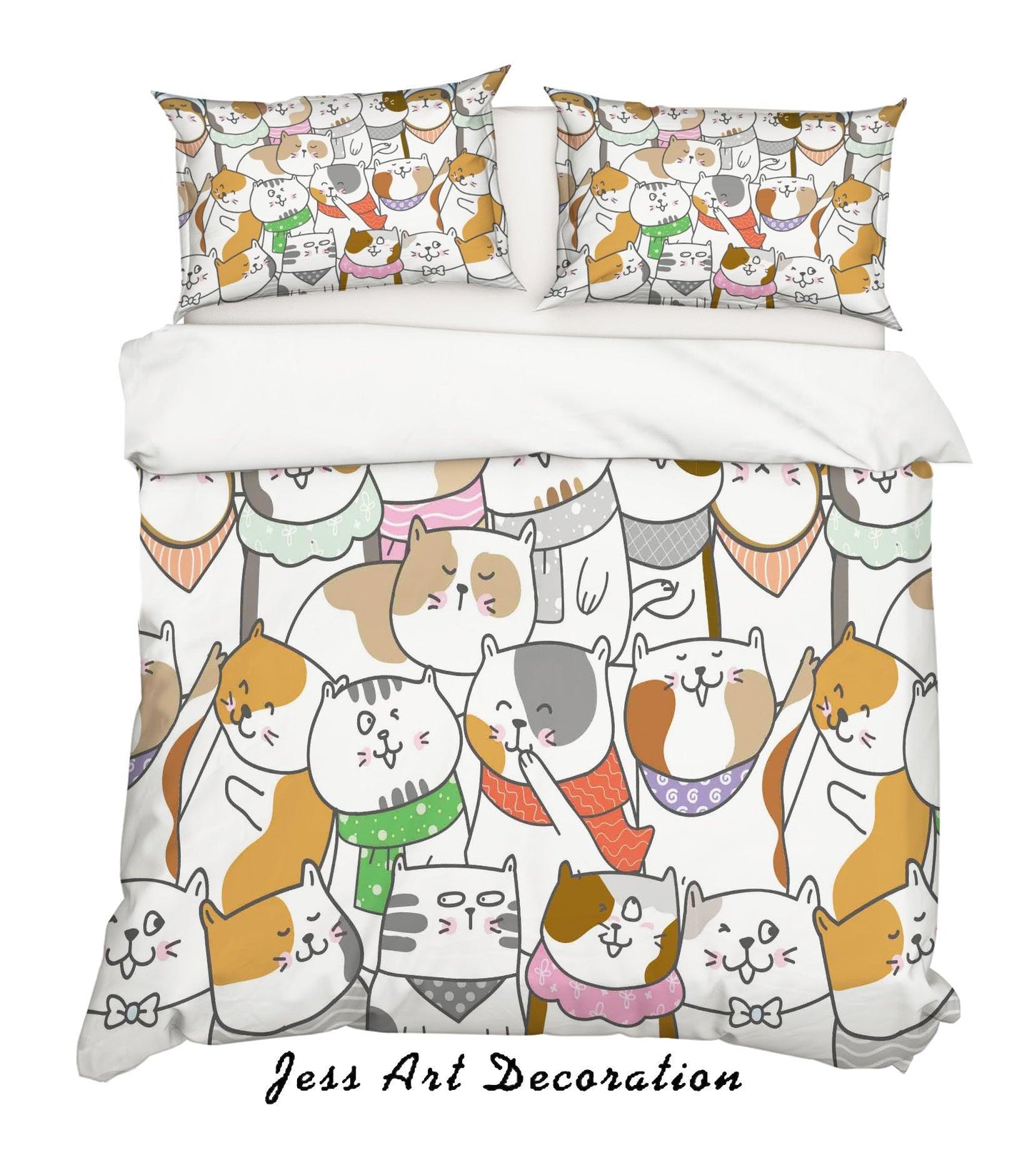 3D Cartoon Cats Pattern Quilt Cover Set Bedding Set Pillowcases 76