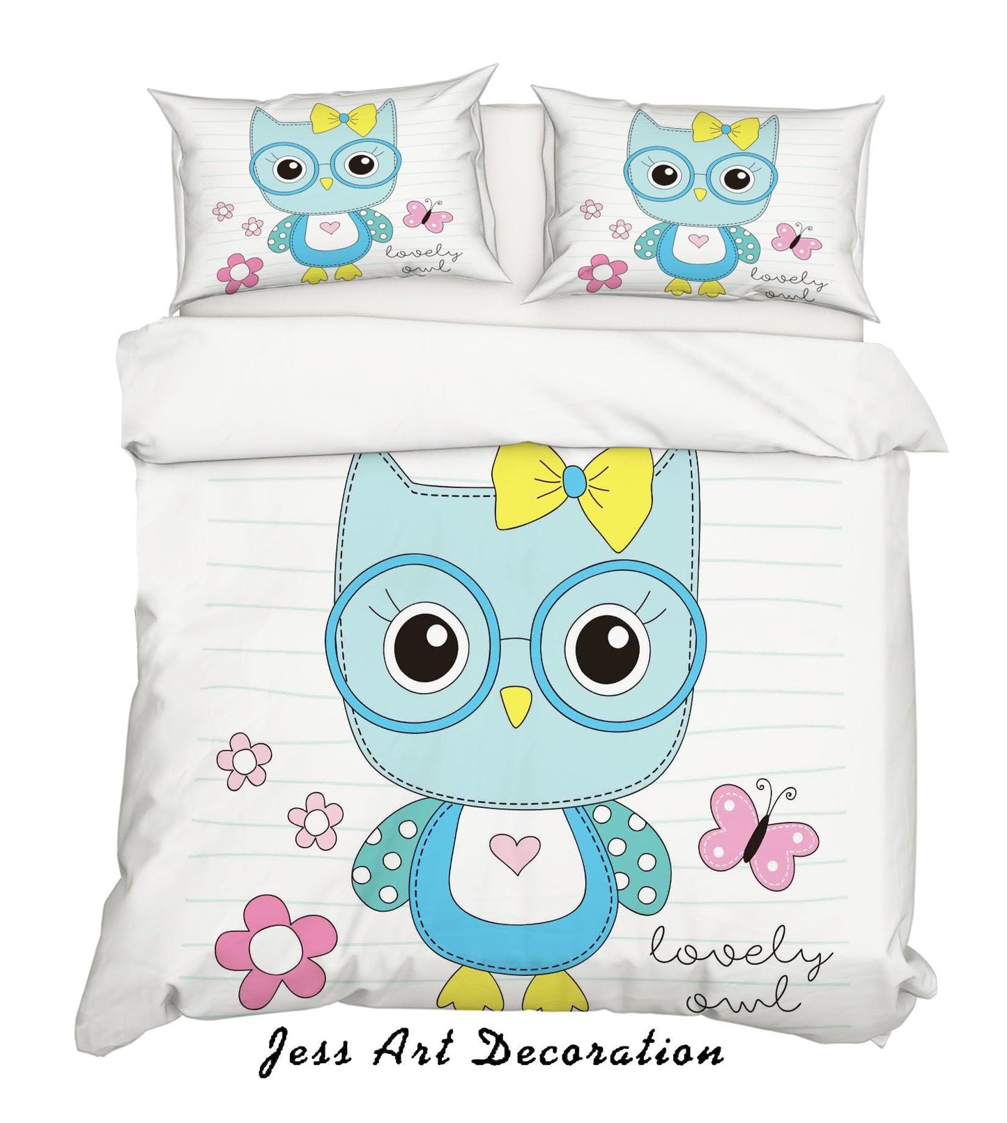 3D Cartoon Blue Bird Quilt Cover Set Bedding Set Pillowcases 173