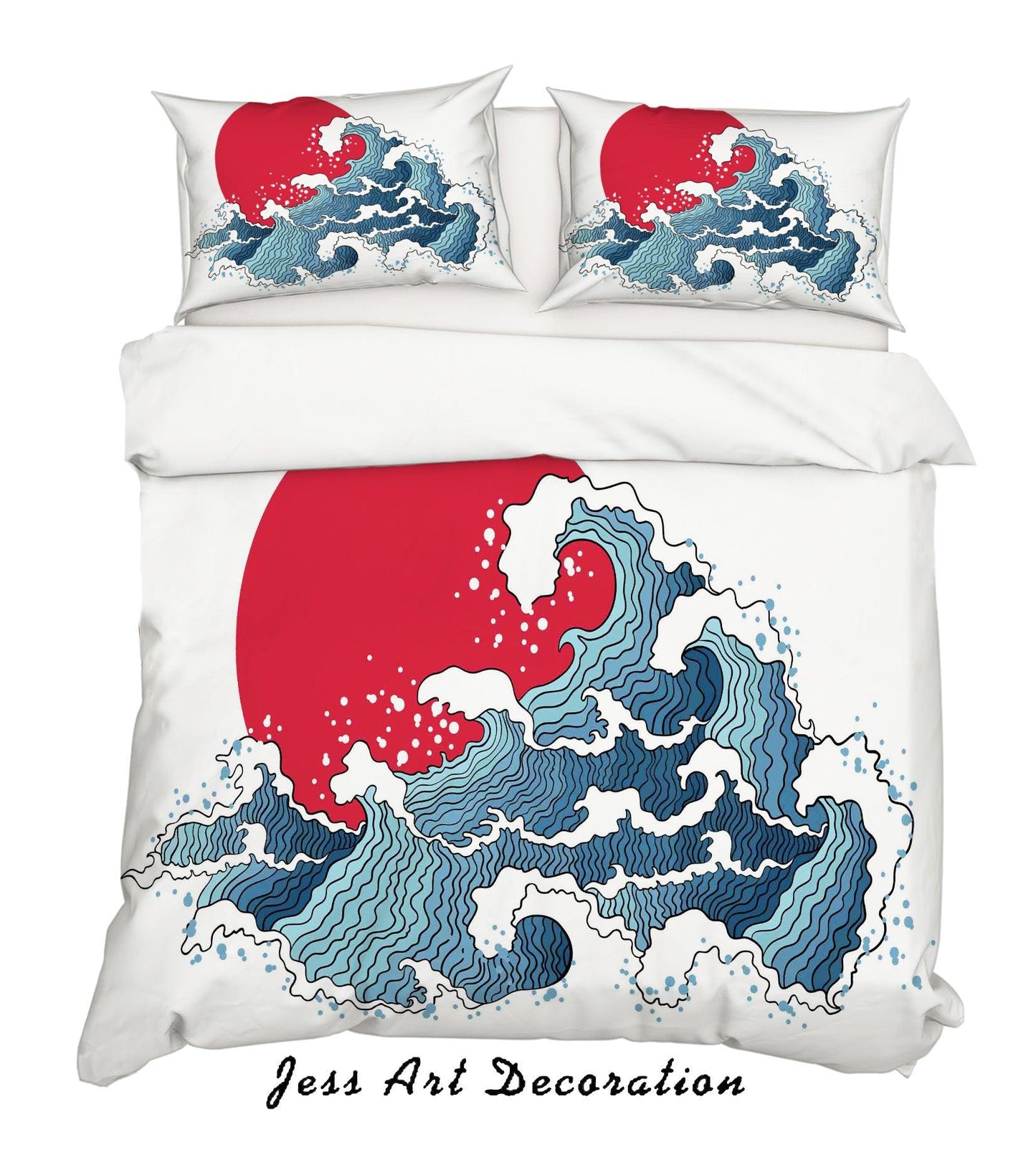 3D Abstract Waves Red Sun Quilt Cover Set Bedding Set Pillowcases 35