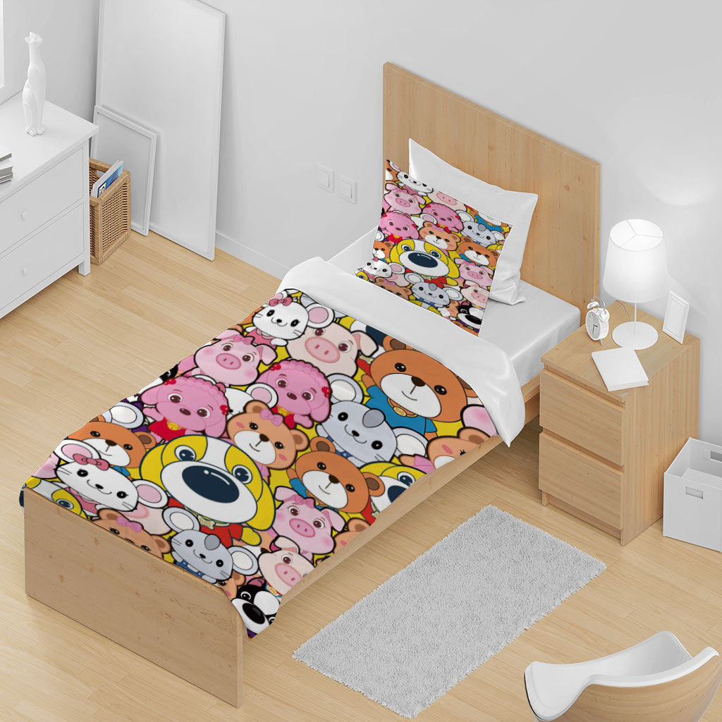 3D Cartoon Rabbit Dog Bear Quilt Cover Set Bedding Set Duvet Cover Pillowcase 1378