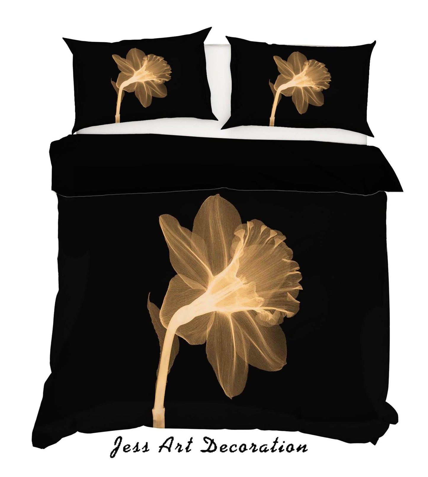 3D Black Floral Quilt Cover Set Bedding Set Pillowcases 05