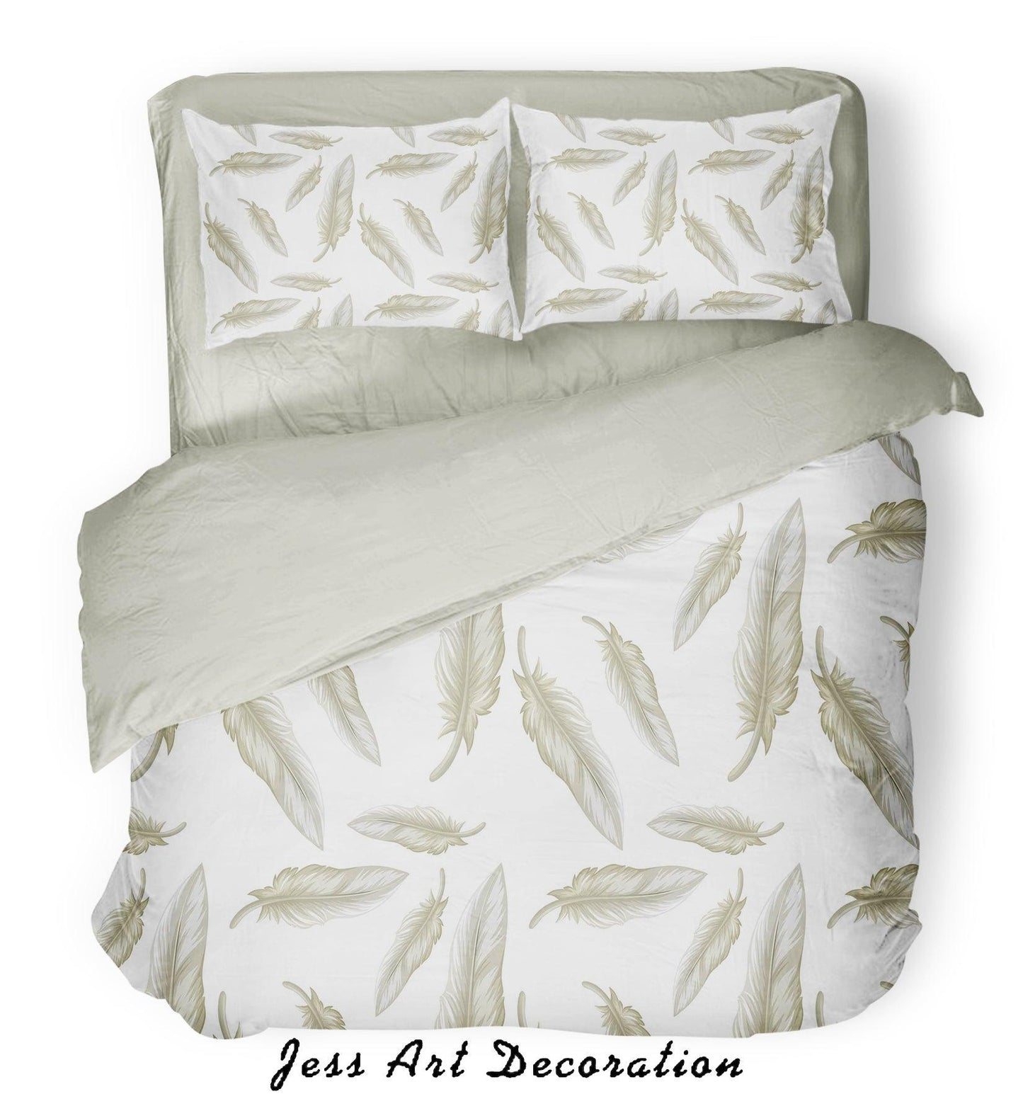 3D Black White Feathers Pattern Quilt Cover Set Bedding Set Pillowcases 64