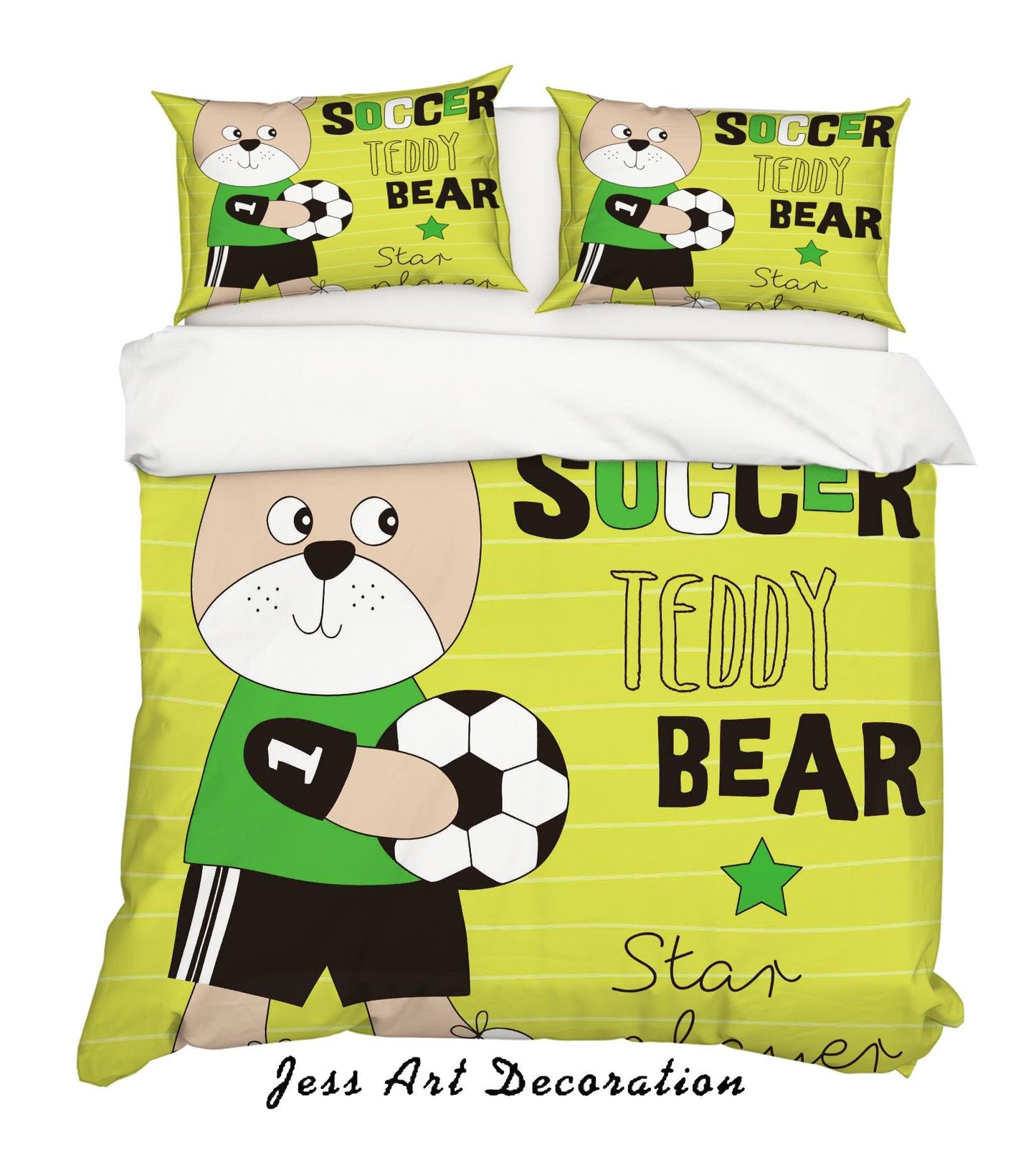 3D Cartoon Bear Football Quilt Cover Set Bedding Set Pillowcases 167