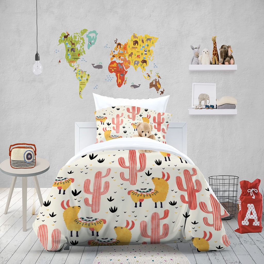 3D Cactus Alpaca Grass Apricot Quilt Cover Set Bedding Set Duvet Cover Pillowcases 1269