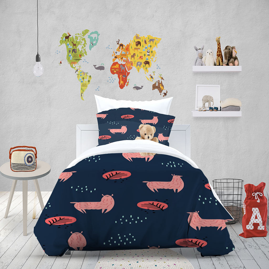 3D Alpaca Leaf Wave Point Black Quilt Cover Set Bedding Set Duvet Cover Pillowcases 1279