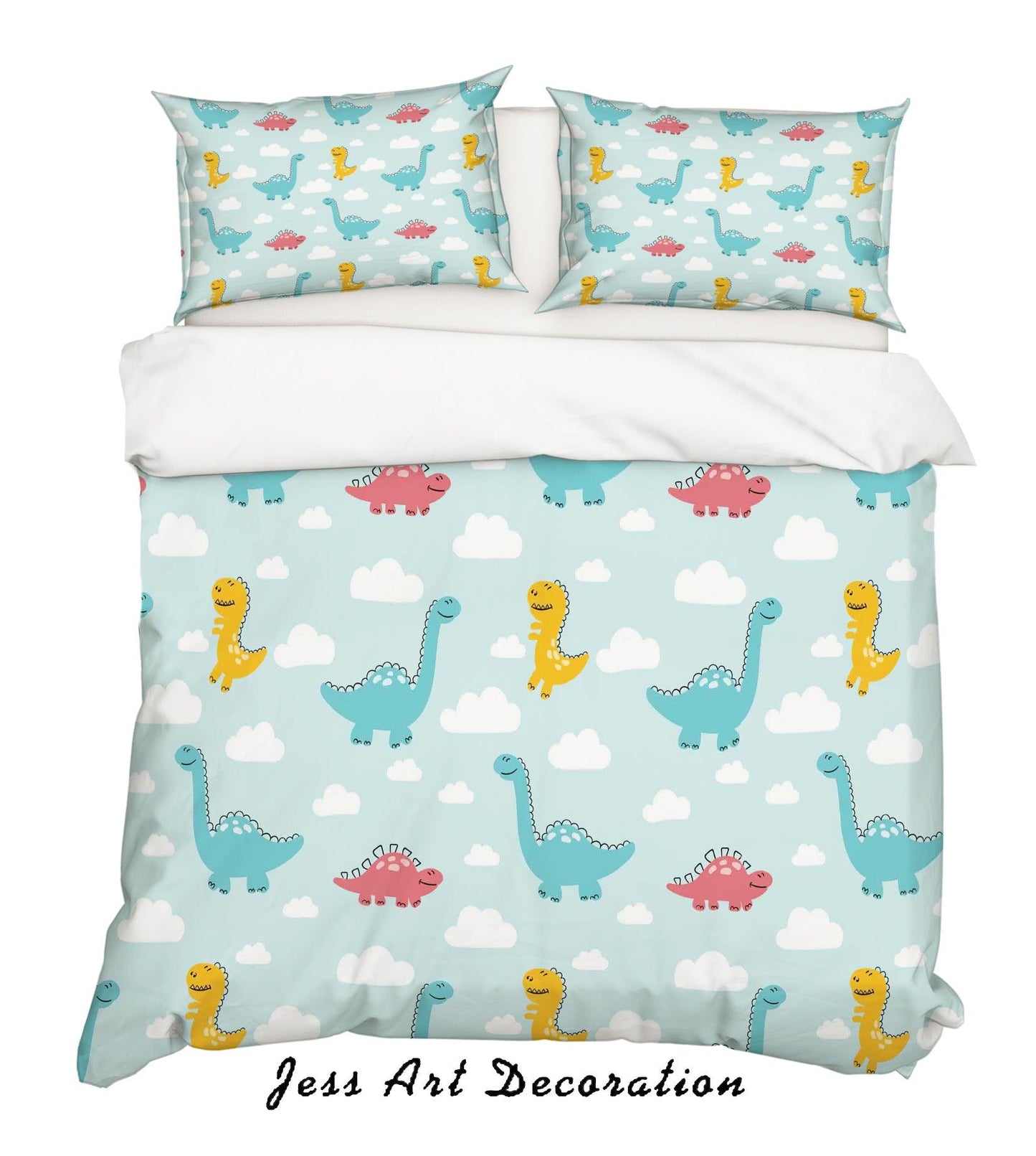 3D Cartoon Dinosaur Green Quilt Cover Set Bedding Set Pillowcases 15