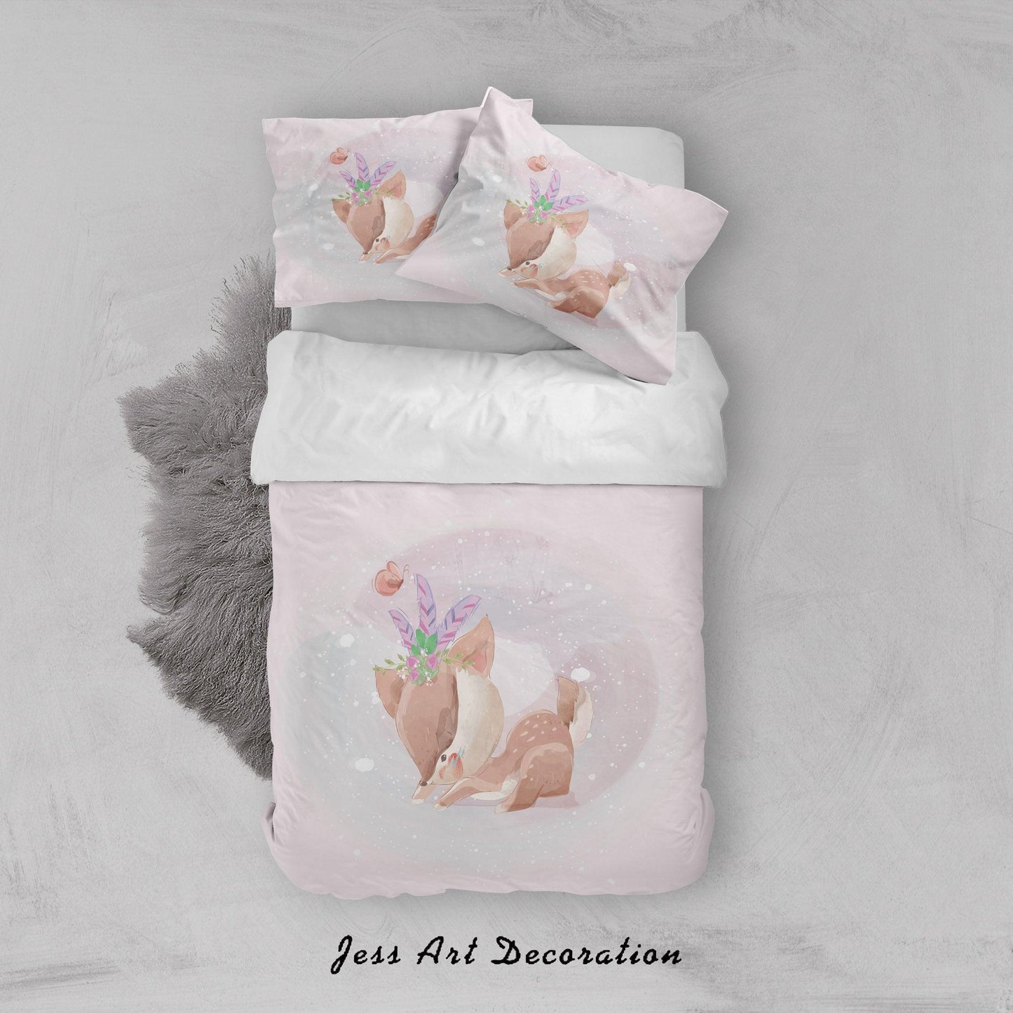 3D Cartoon Deer Quilt Cover Set Bedding Set Duvet Cover Pillowcases SF73