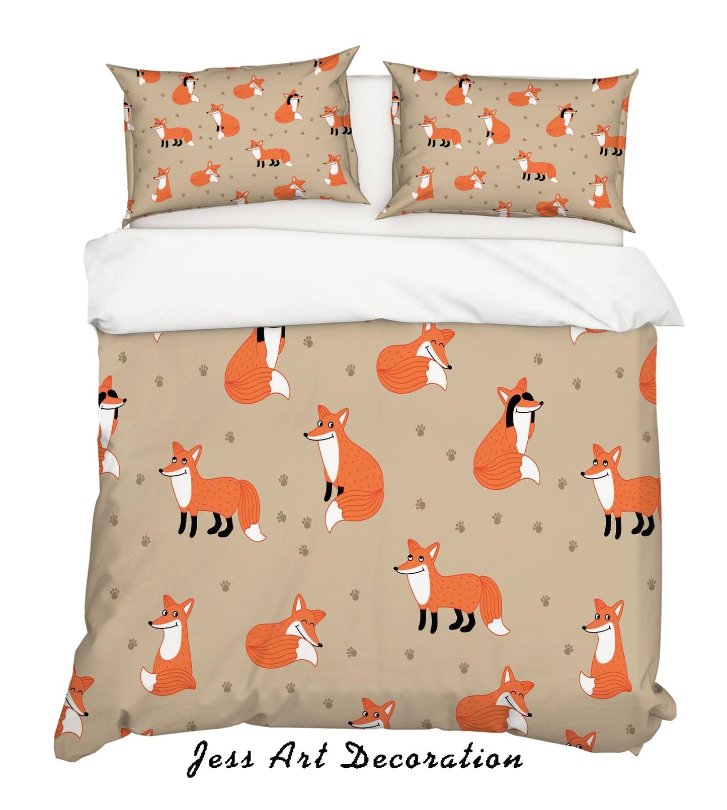 3D Cartoon Fox Brown Quilt Cover Set Bedding Set Pillowcases 36