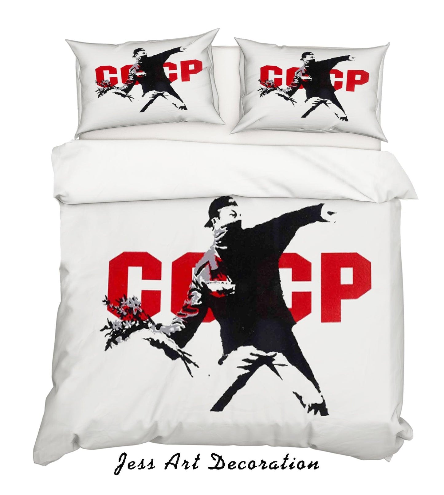 3D Banksy Red Letter CCCP Figure Quilt Cover Set Bedding Set Pillowcasesn ZY D11