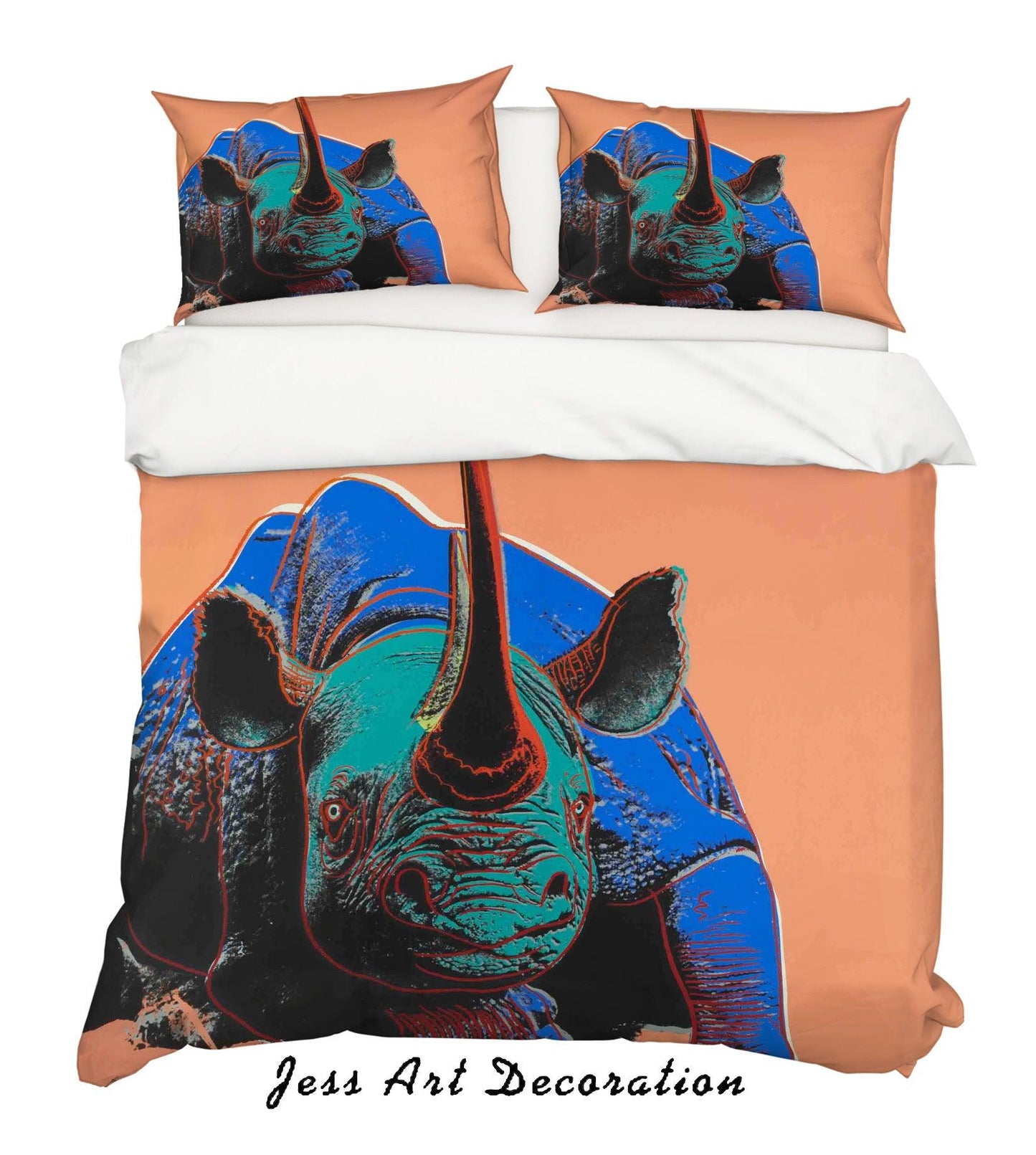 3D Andy Warhol Colorized Animal Rhinoceros Quilt Cover Set Bedding Set Duvet Cover Pillowcases ZY D11