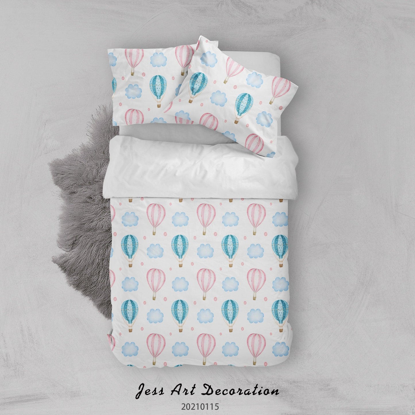 3D Cartoon Hot Air Balloon Cloud Quilt Cover Set Bedding Set Duvet Cover Pillowcases 37