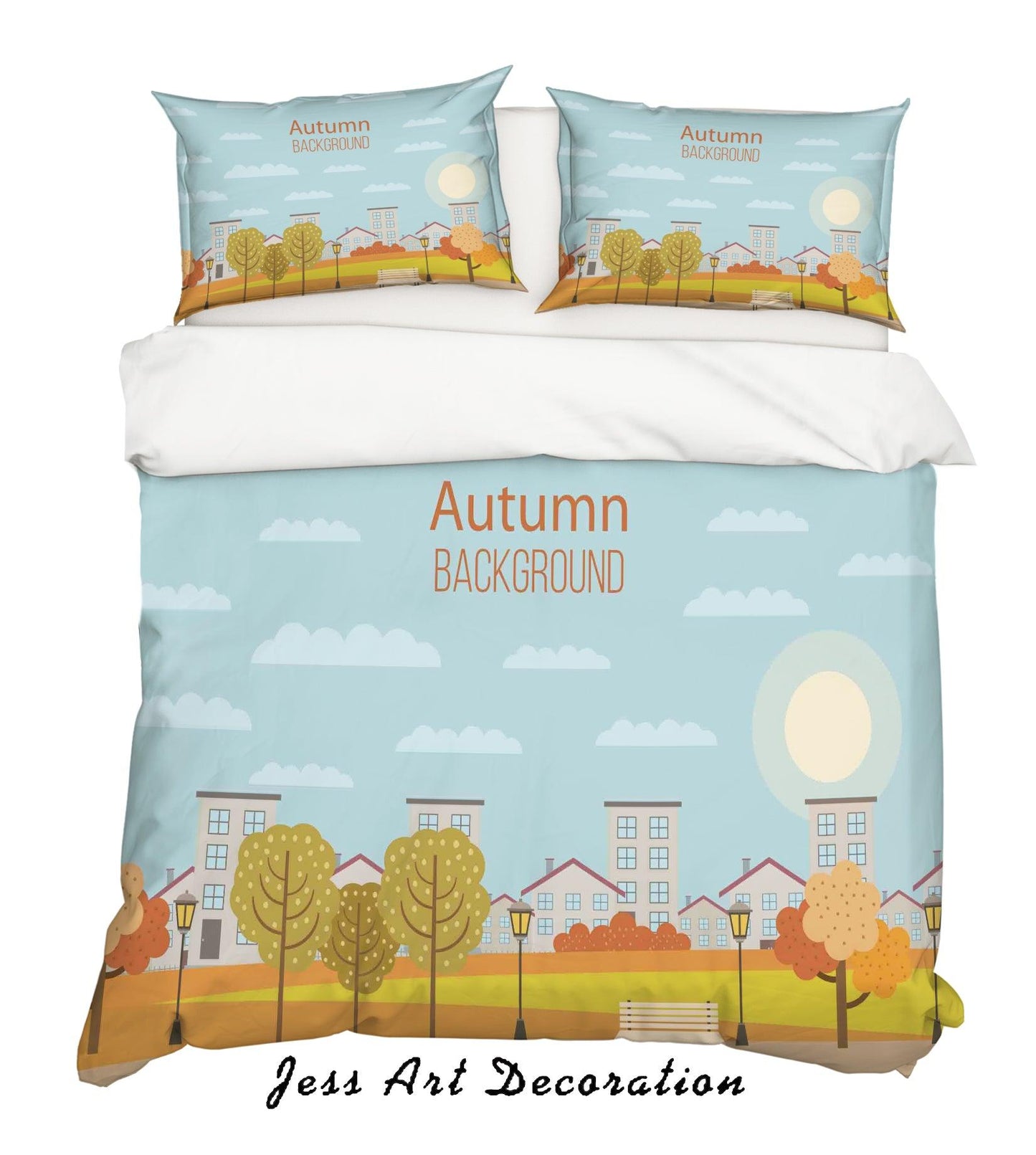 3D Cartoon Green Plants Sky Quilt Cover Set Bedding Set Pillowcases 26