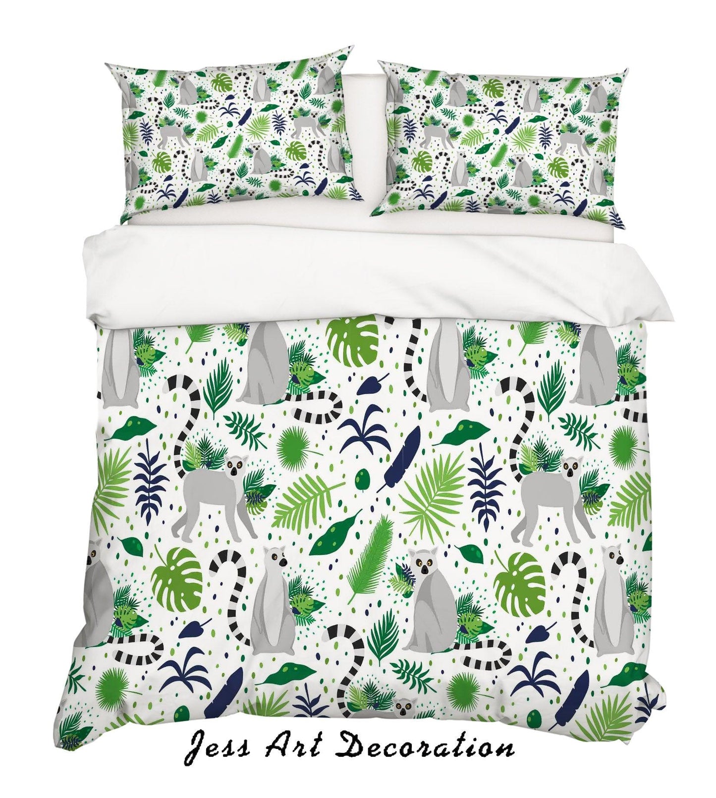 3D Cartoon Monkey Green Leaf Quilt Cover Set Bedding Set Pillowcases 94