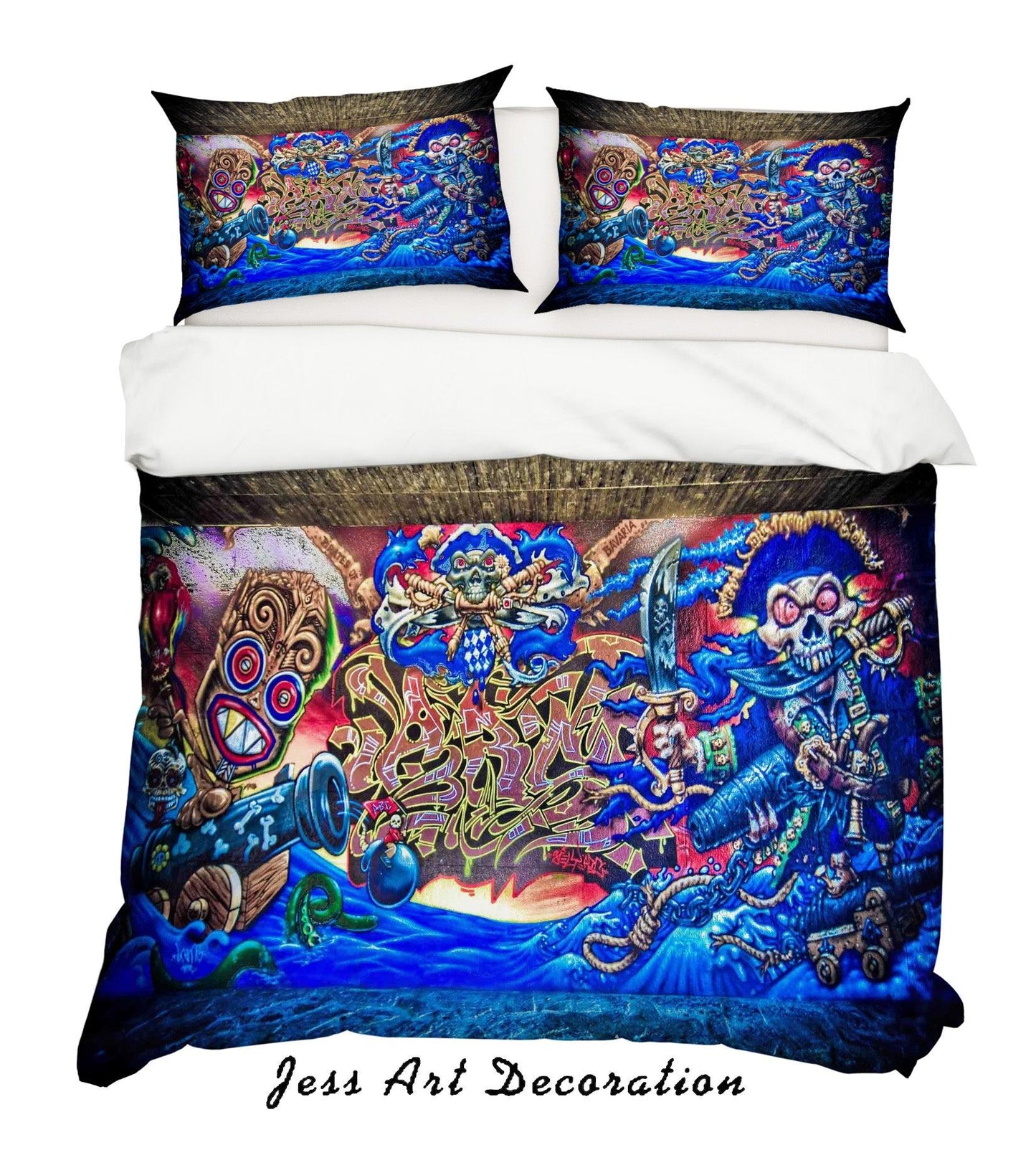 3D Blue Pirate Graffiti Quilt Cover Set Bedding Set Pillowcases 28