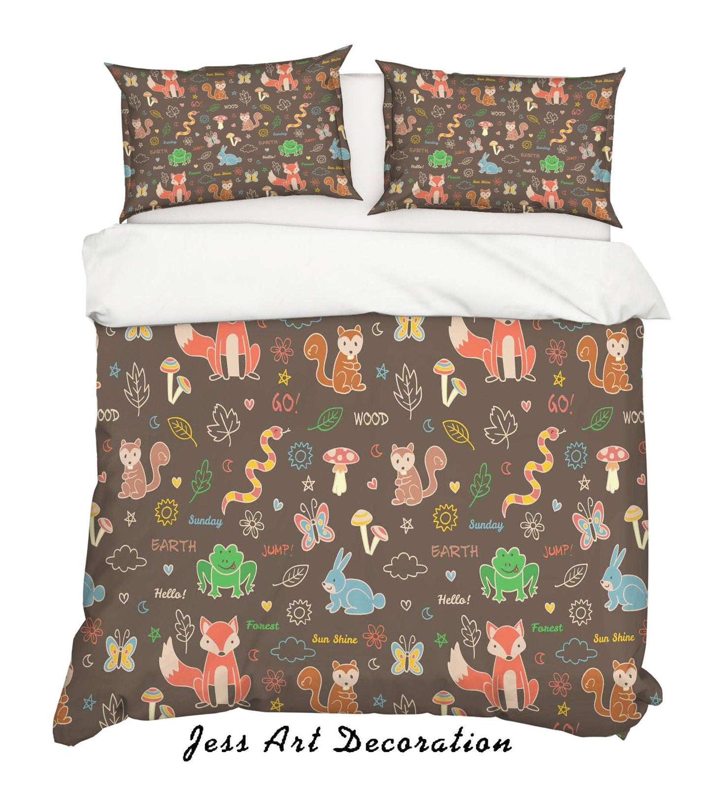 3D Cartoon Animal Brown Quilt Cover Set Bedding Set Pillowcases 6