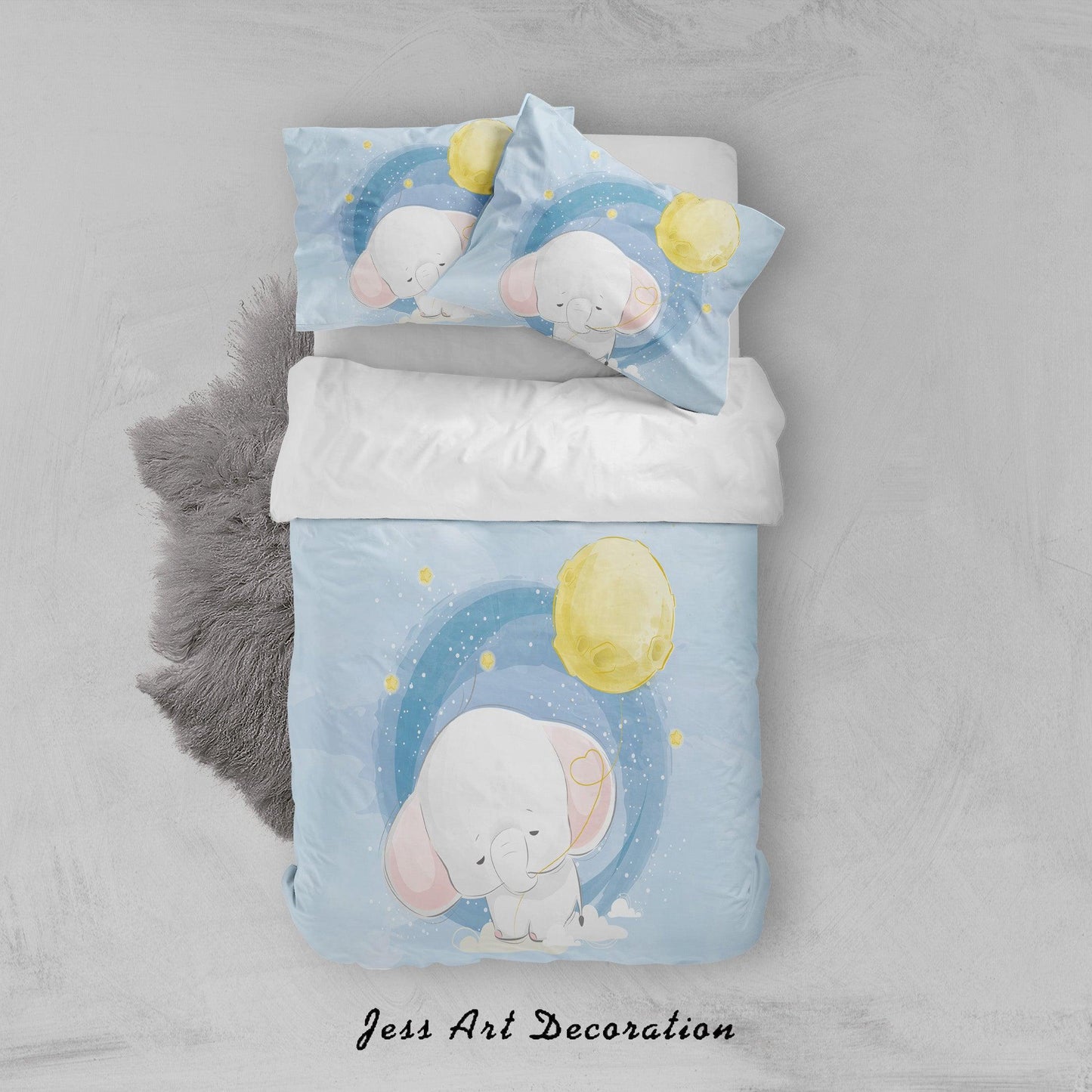 3D Blue Elephant Quilt Cover Set Bedding Set Duvet Cover Pillowcases SF96