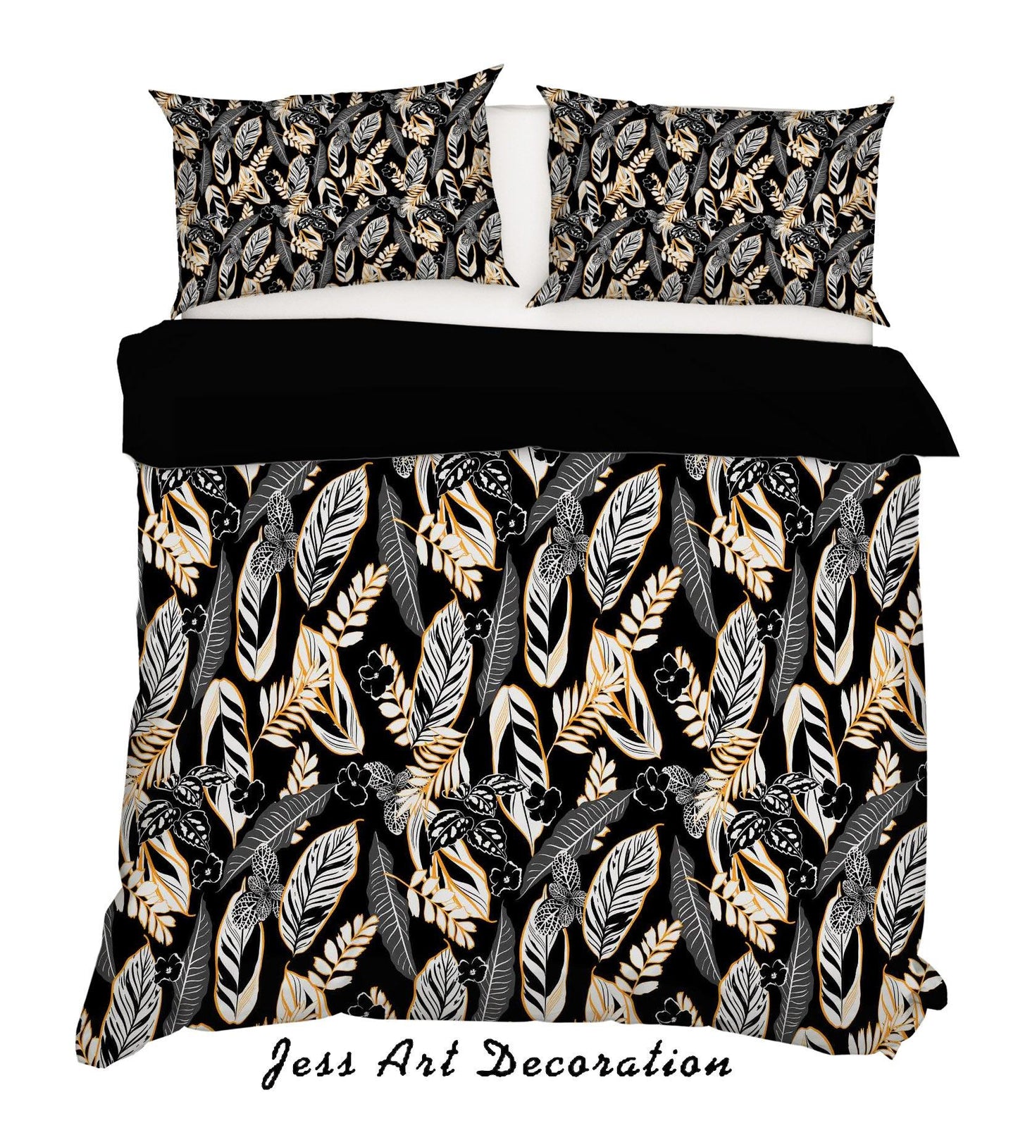 3D Abstract Hand Drawn Leaves Feather Pattern Quilt Cover Set Bedding Set Duvet Cover Pillowcases WJ 6872