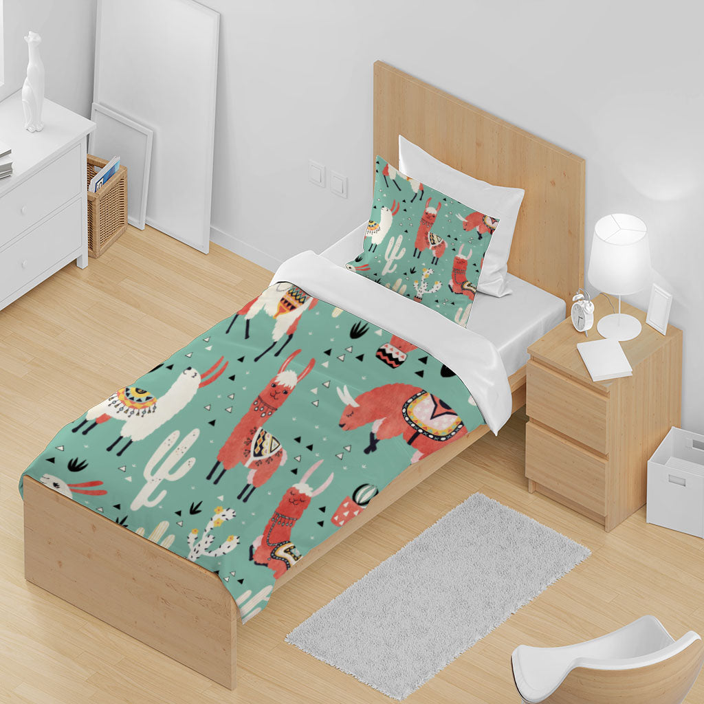 3D Alpaca Cactus Grass Triangle Quilt Cover Set Bedding Set Duvet Cover Pillowcase 1398