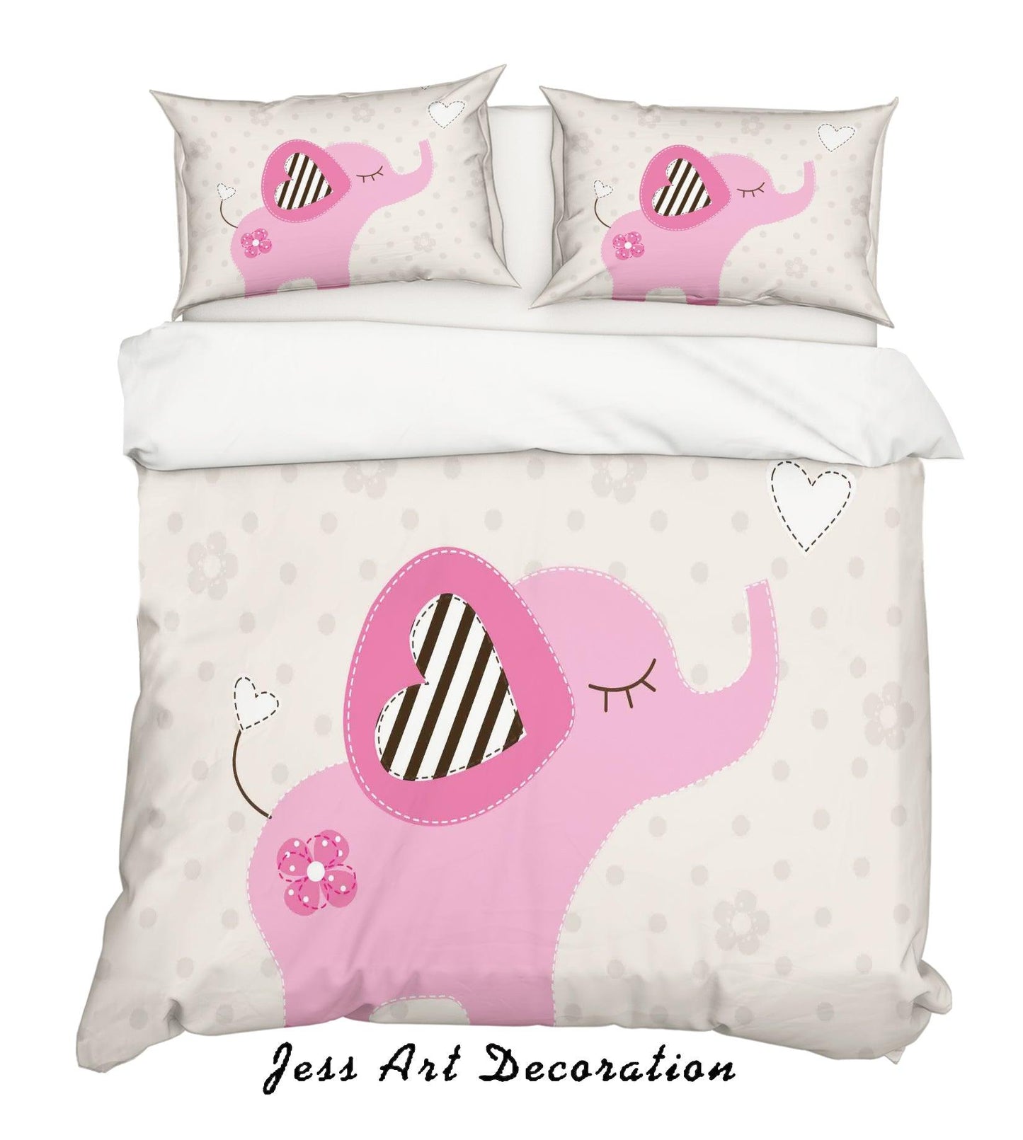 3D Cartoon Pink Elephant Quilt Cover Set Bedding Set Pillowcases 161